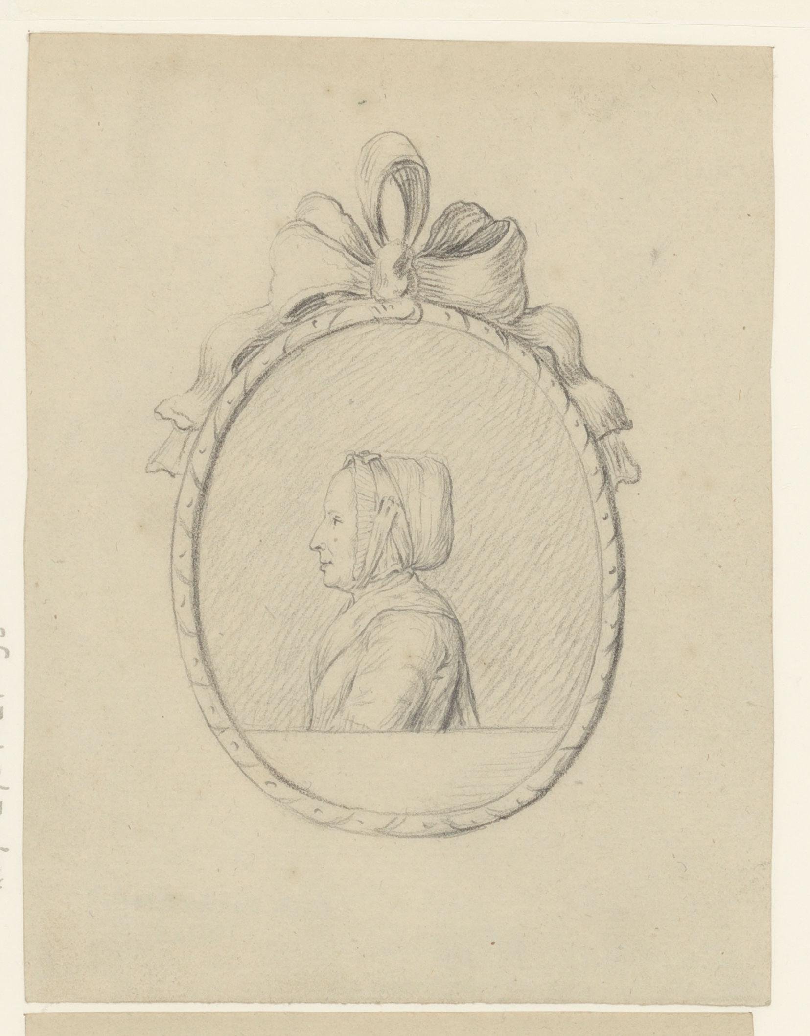 Portret van een oude vrouw in een medaillon, mogelijk de grootmoeder van Jean Bernard