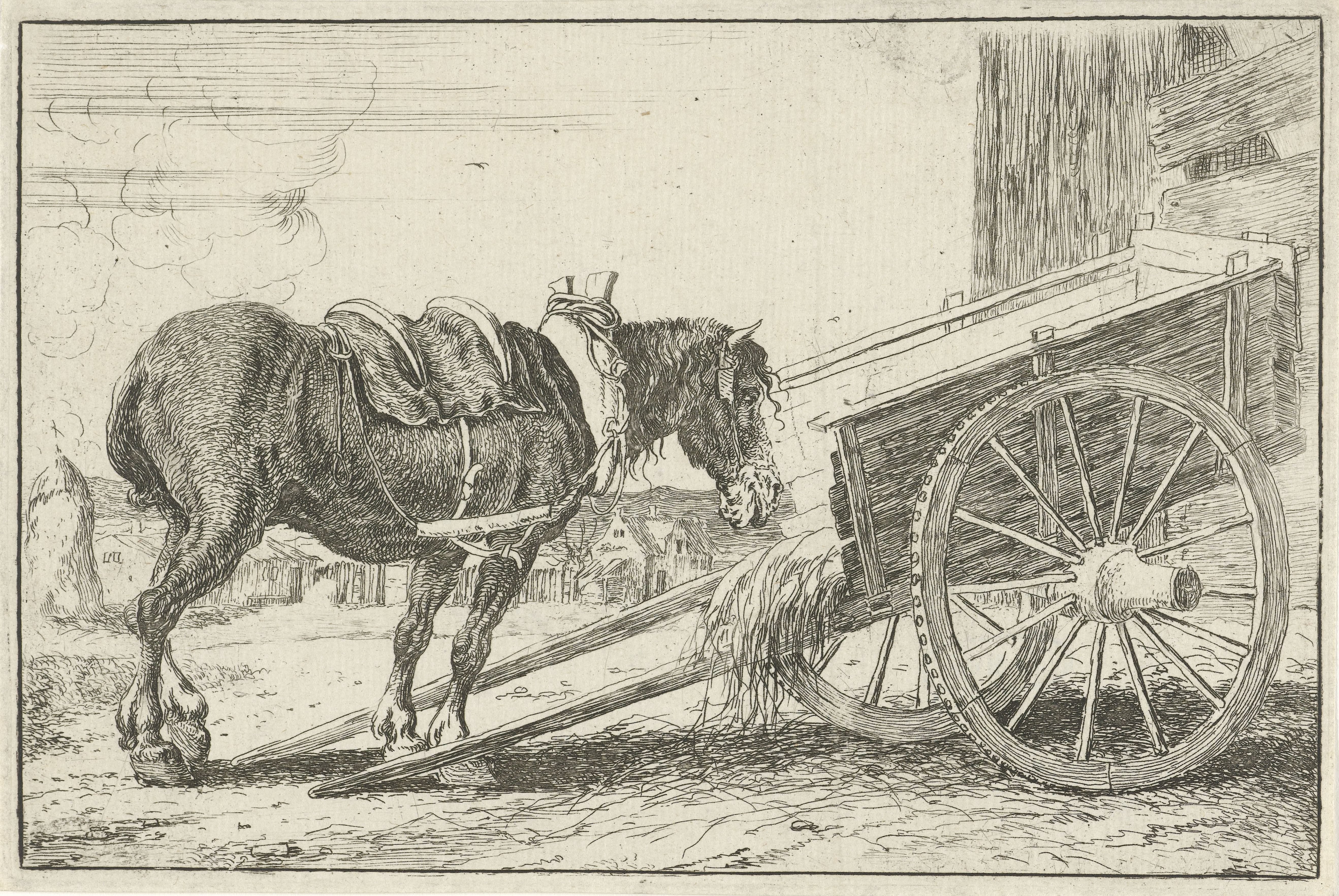 Paard bij een kar