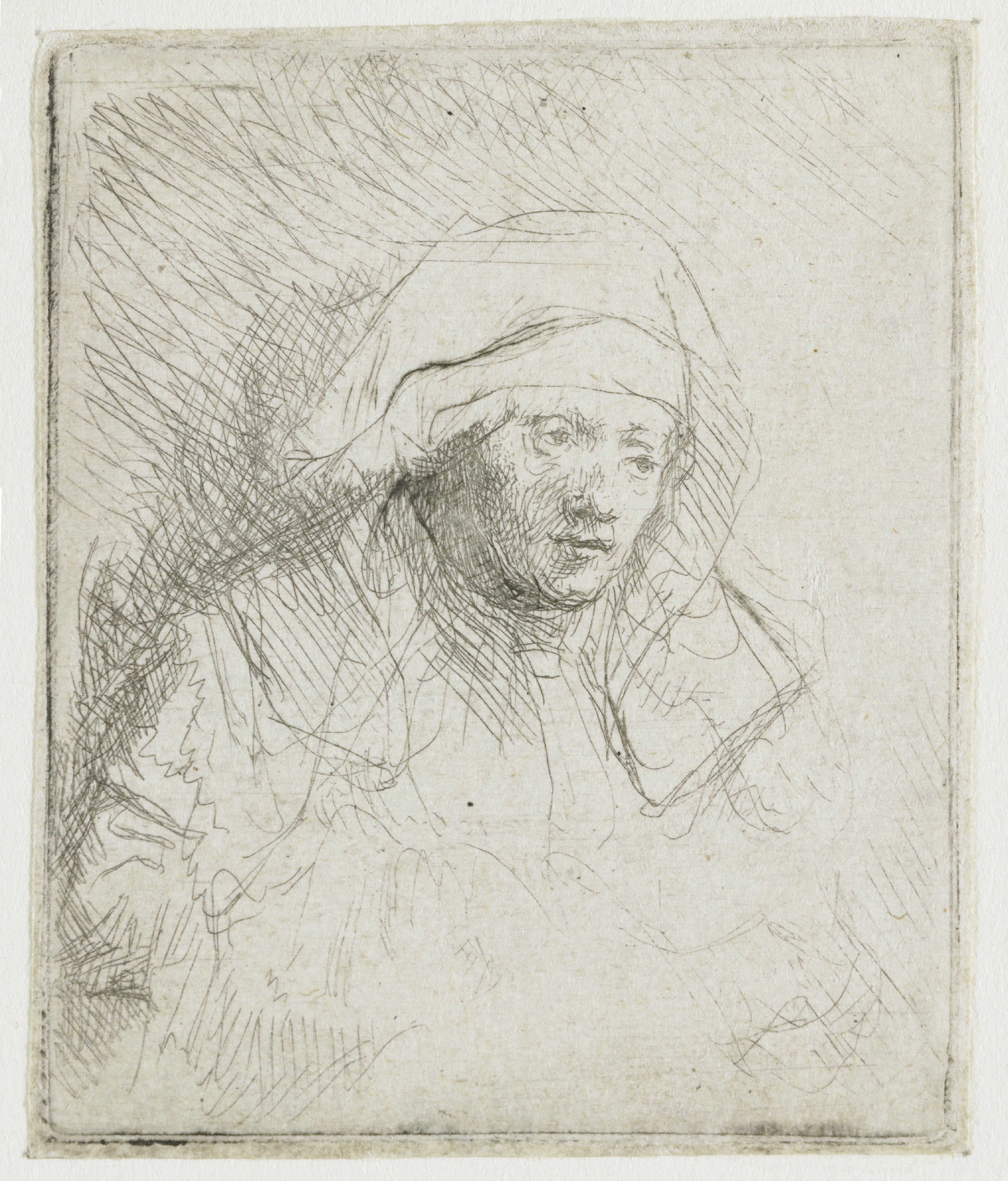 Sick woman with a large white headdress (Saskia)