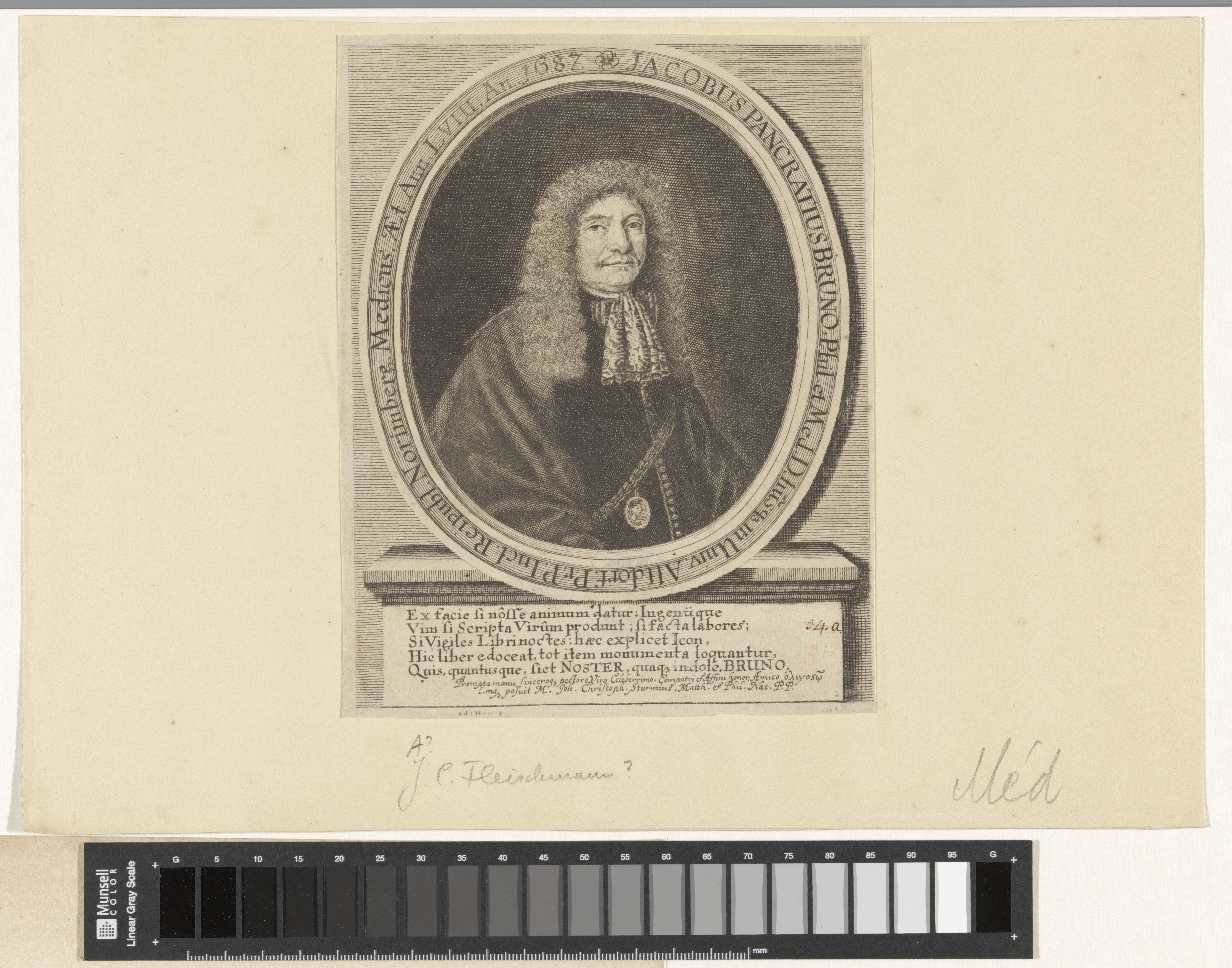 Portret van Jacob Pancratius Bruno op 58-jarige leeftijd