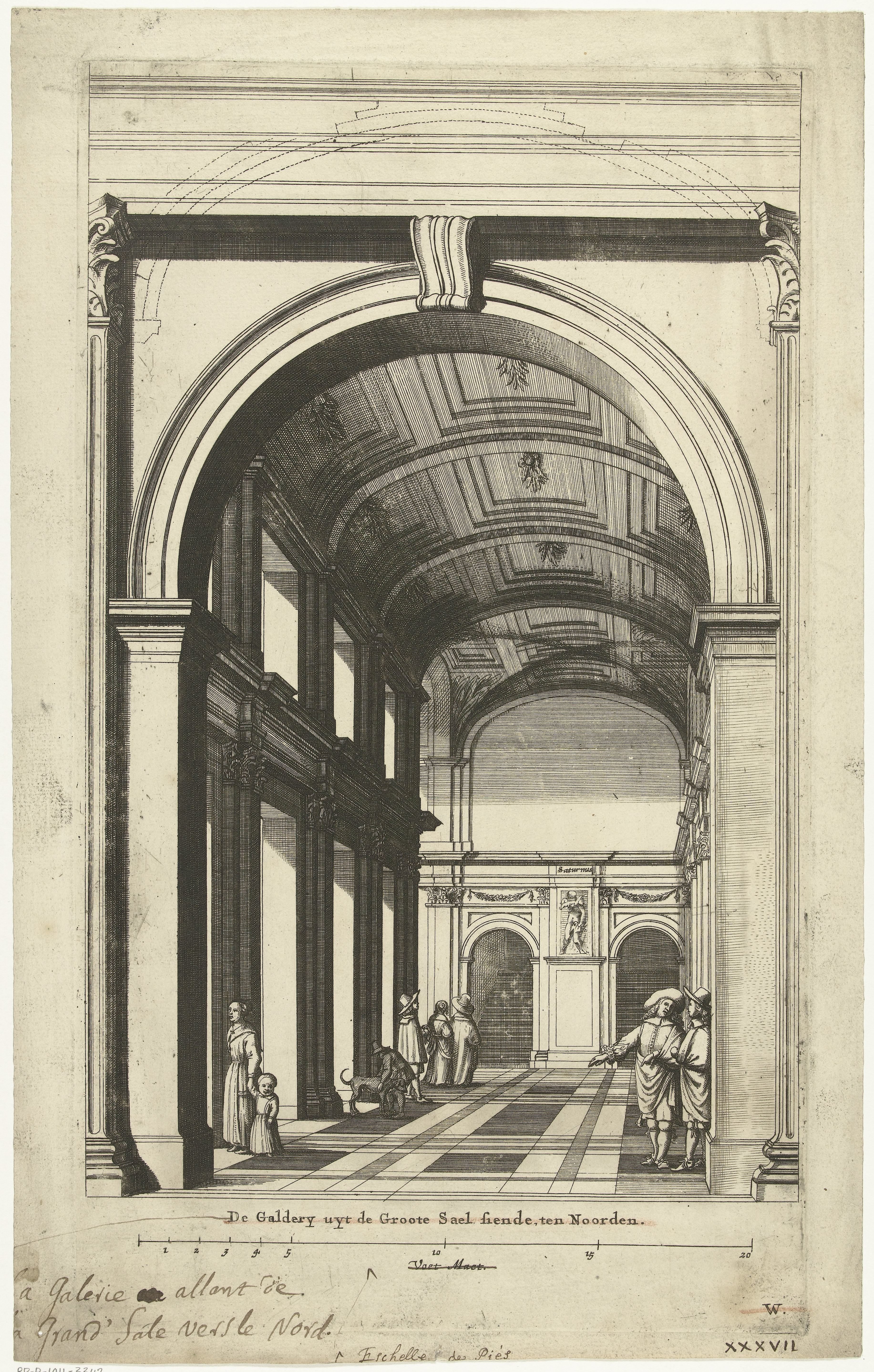 Deel van de galerij rond de Burgerzaal in het Stadhuis op de Dam