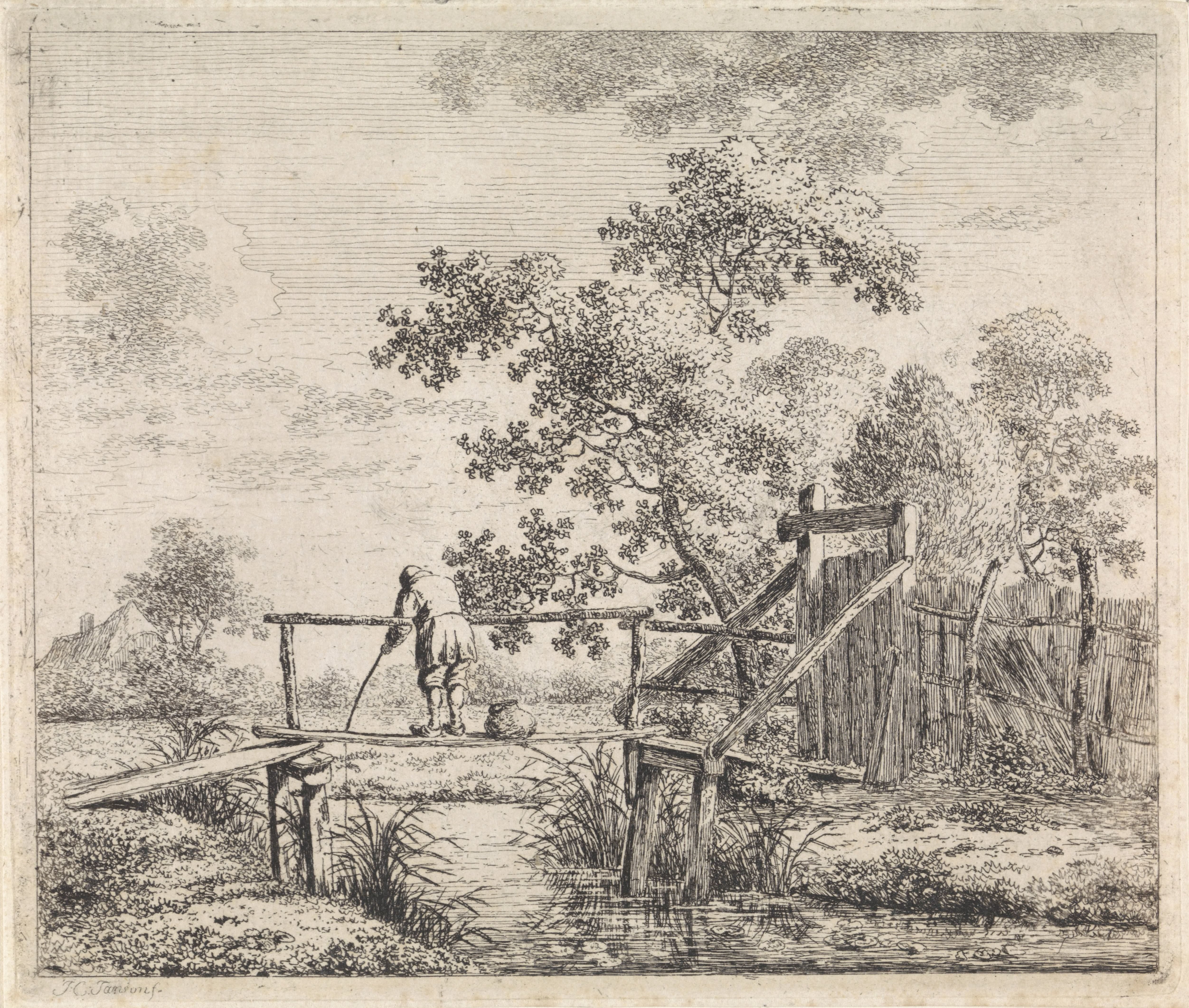 Landschap met visser