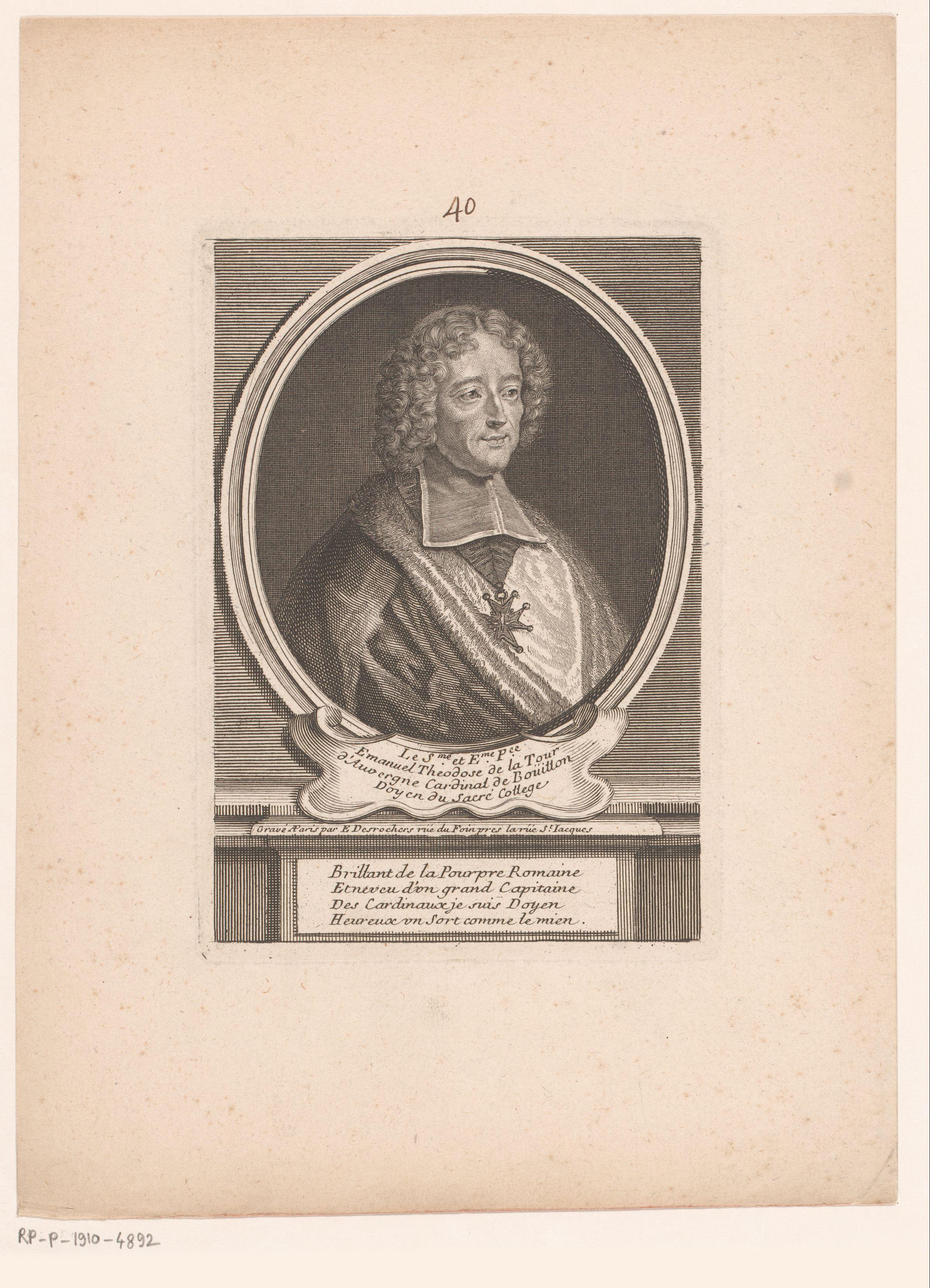 Portret van Emmanuel Théodose de la Tour d'Auvergne, kardinaal van Bouillon