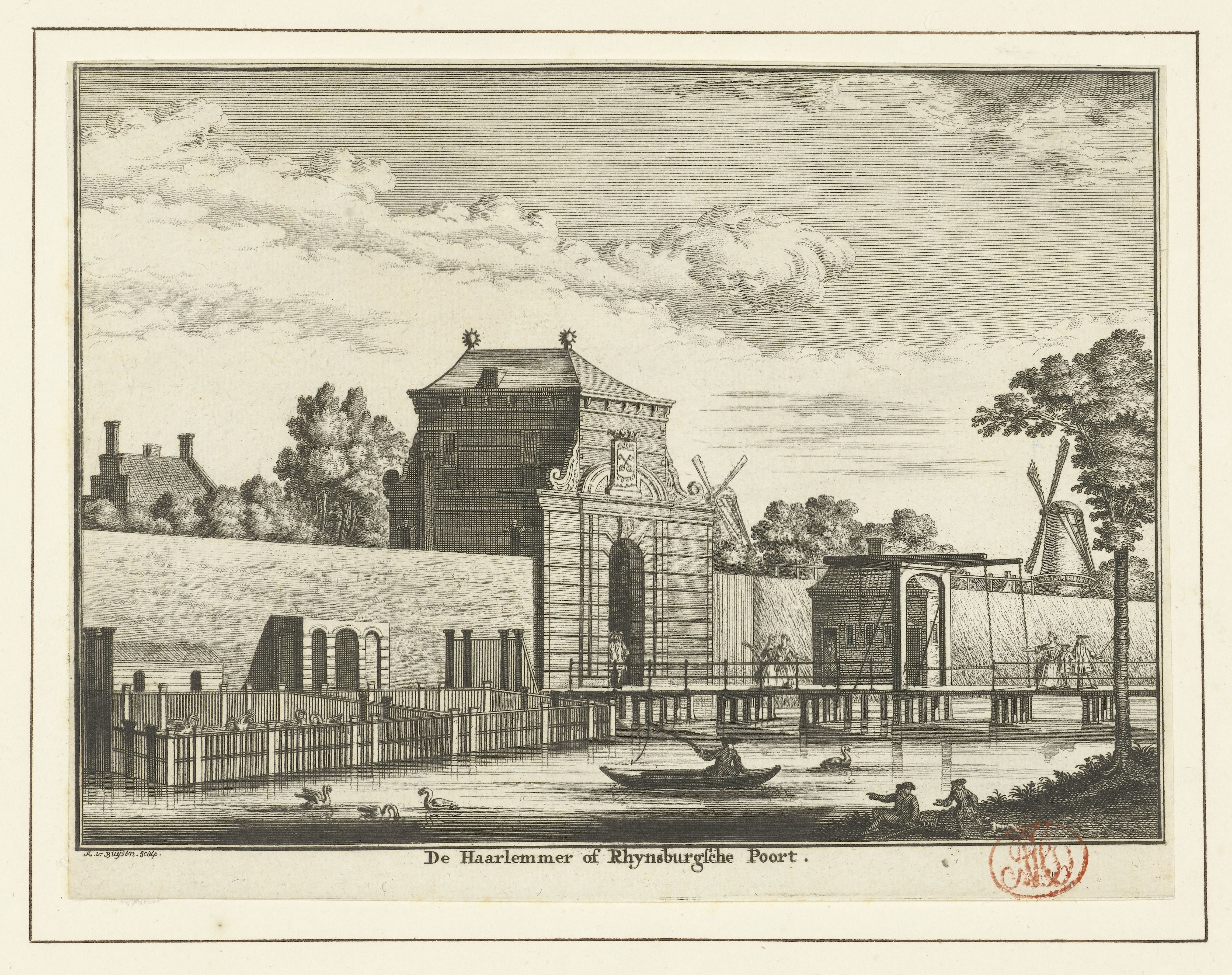 Gezicht op de Rijnsburgerpoort te Leiden