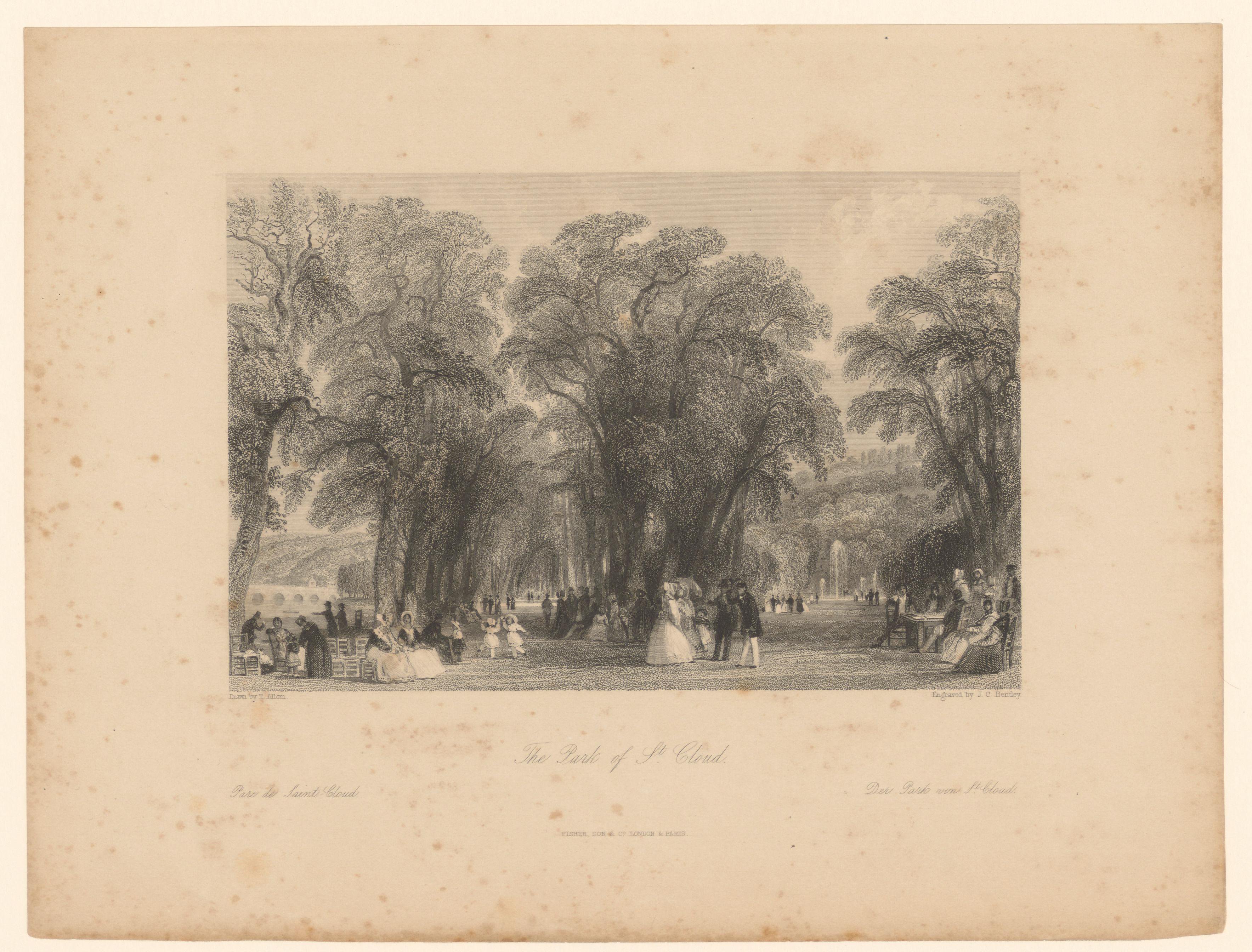 Gezicht op het Parc de Saint-Cloud bij Parijs