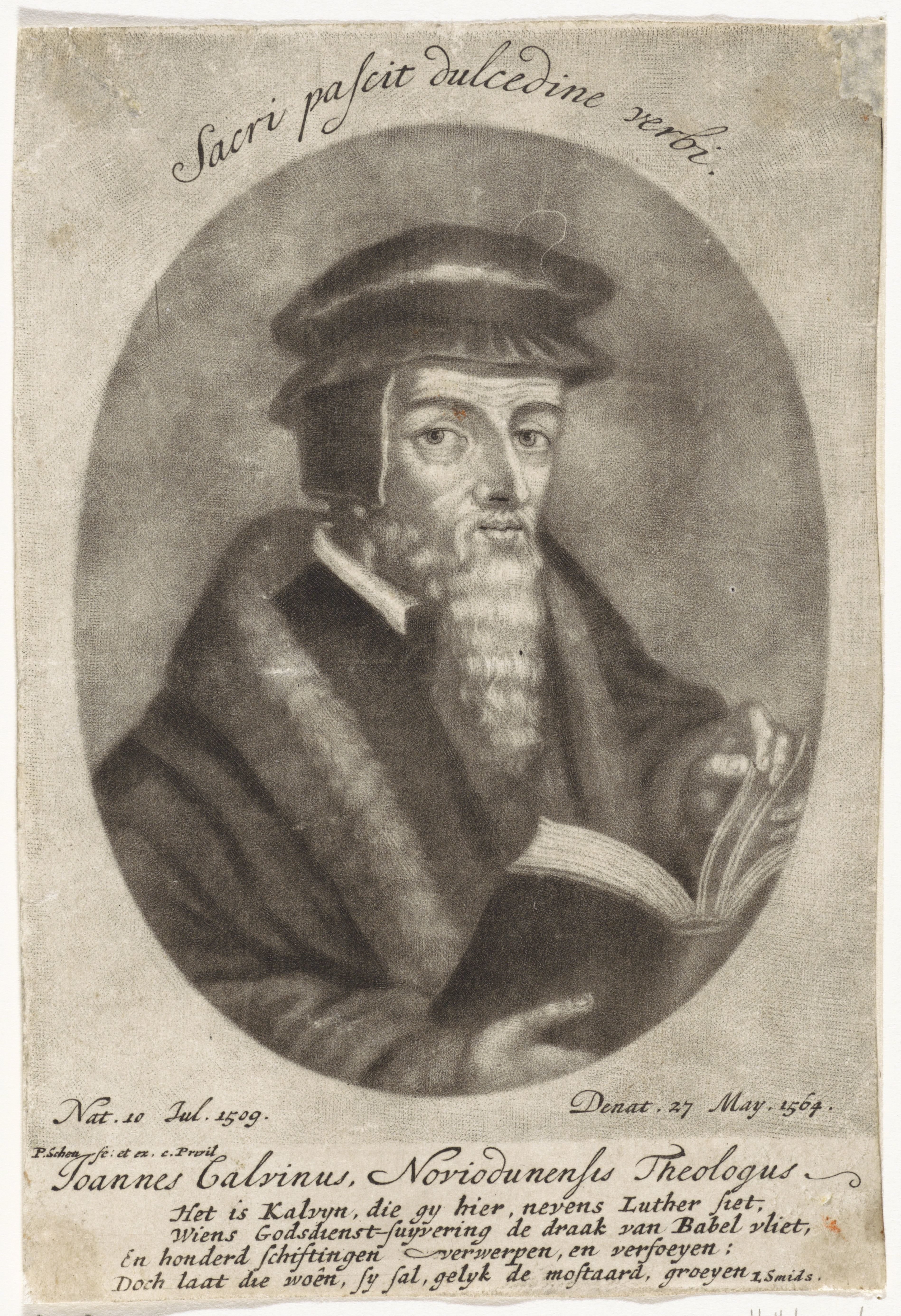 Portret van de reformator Johannes Calvijn