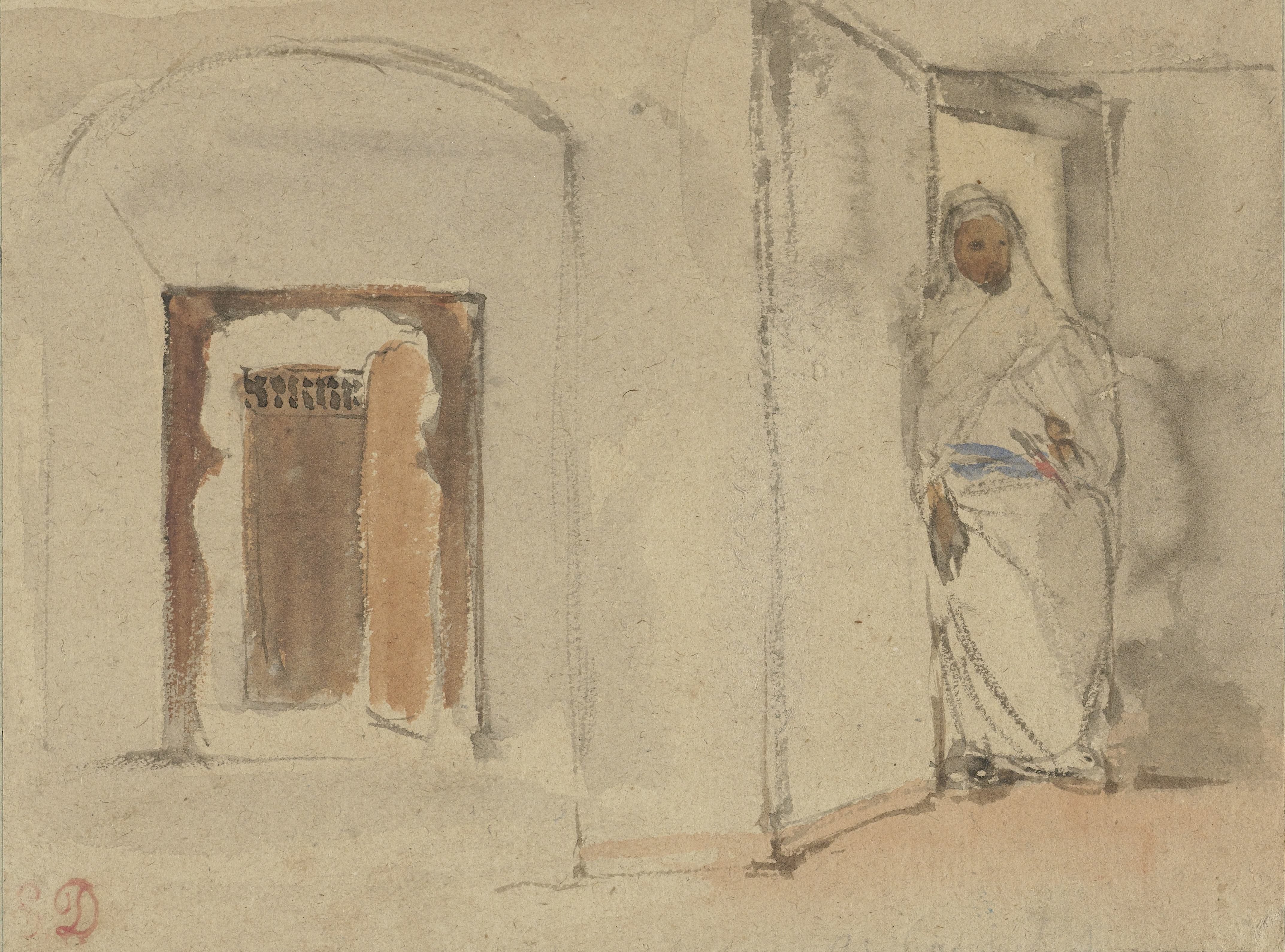 Arabier voor de deur van zijn woning