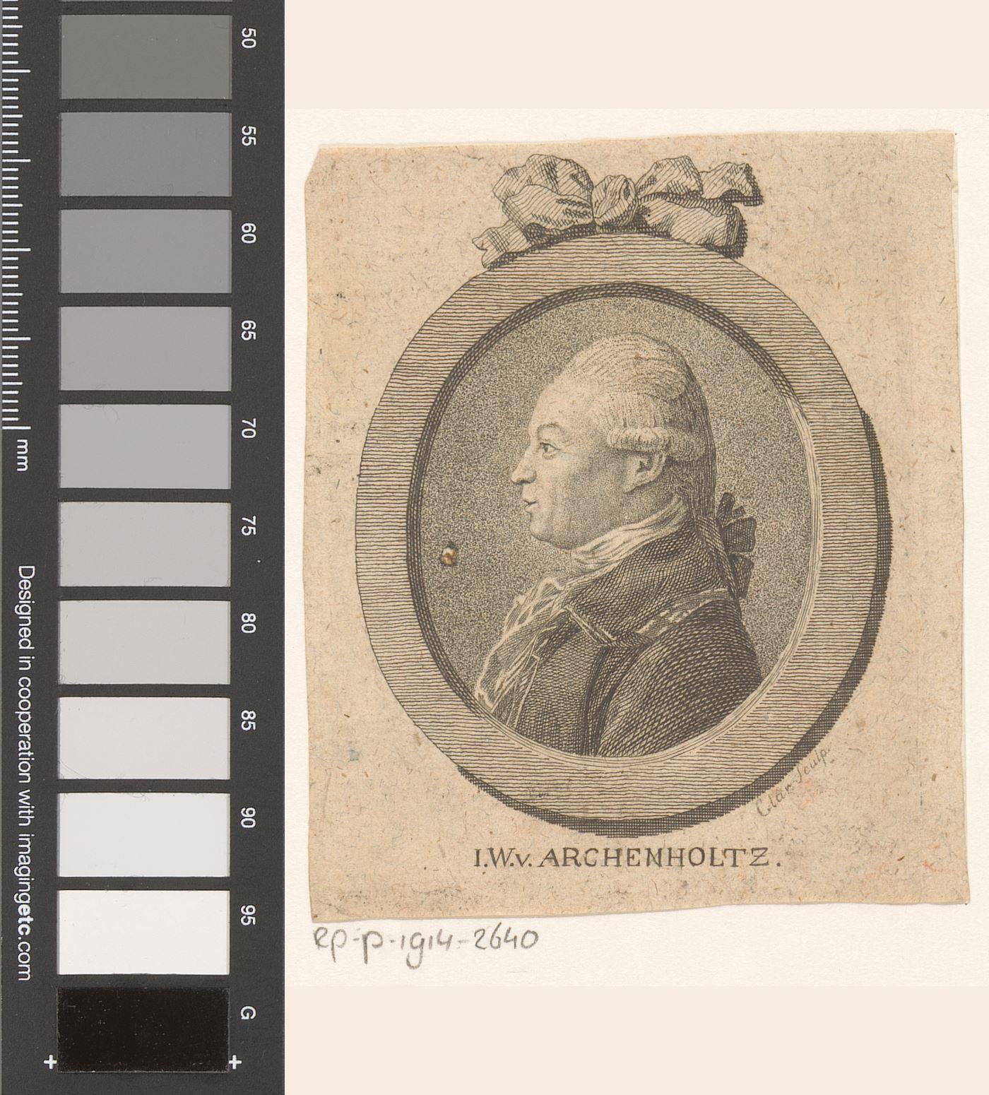 Portret van Johann Wilhelm von Archenholz