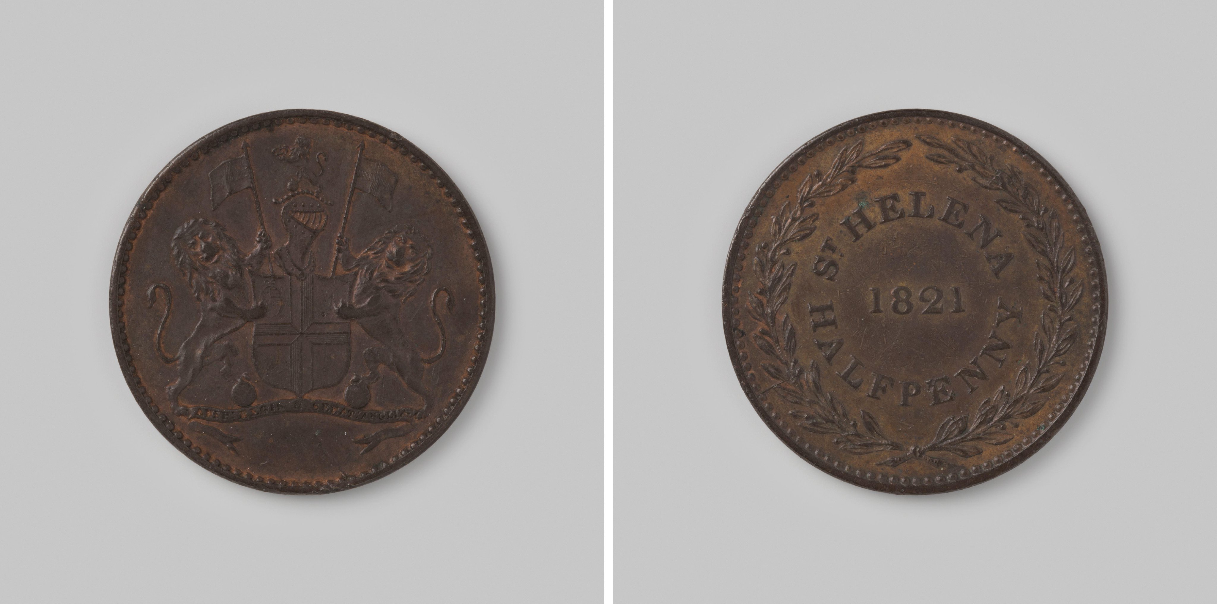 Halfpenny voor St. Helena van de Engelse Oostindische Compagnie (EIC), 1821
