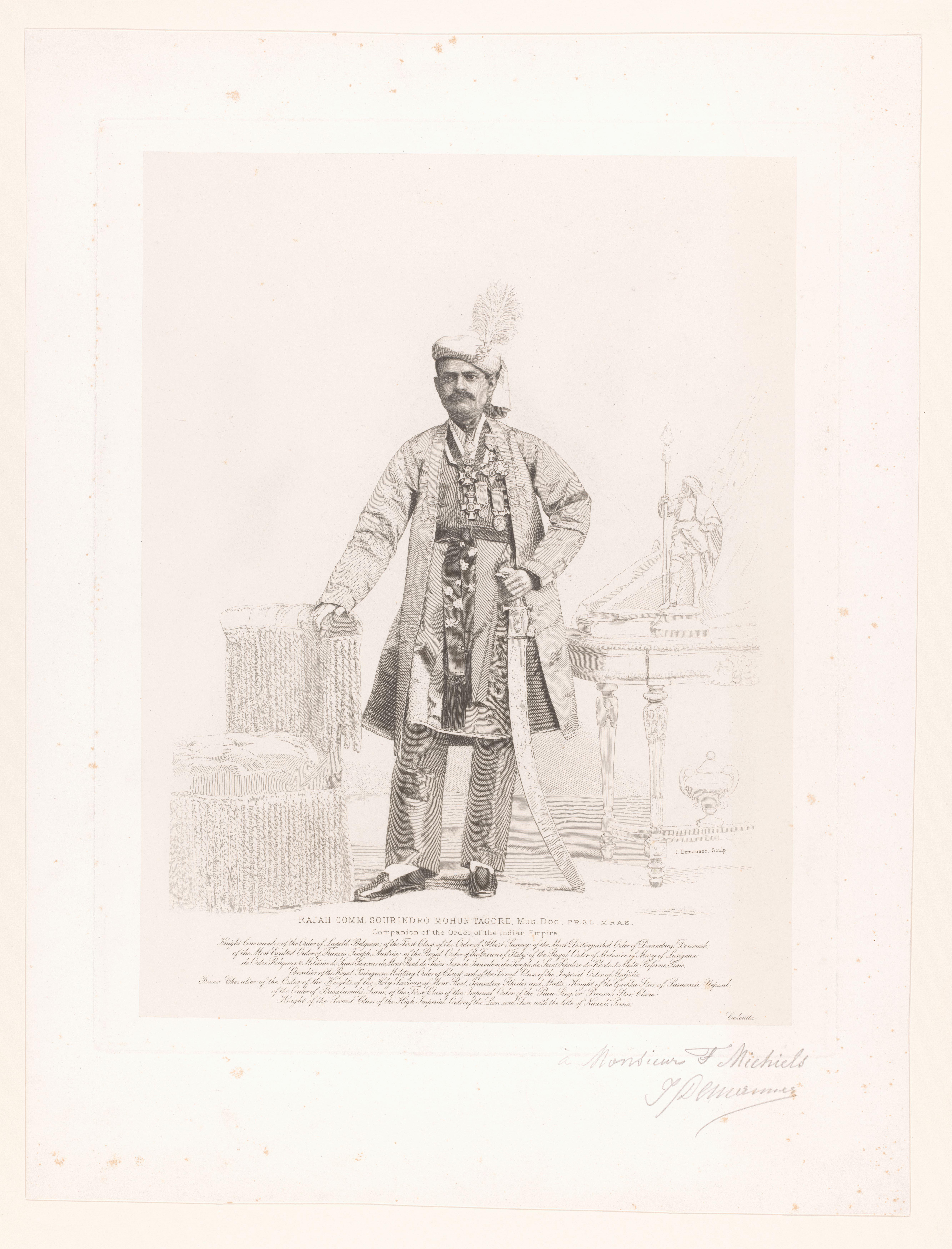 Portret van Raja Sourindro Mohun Tagore
