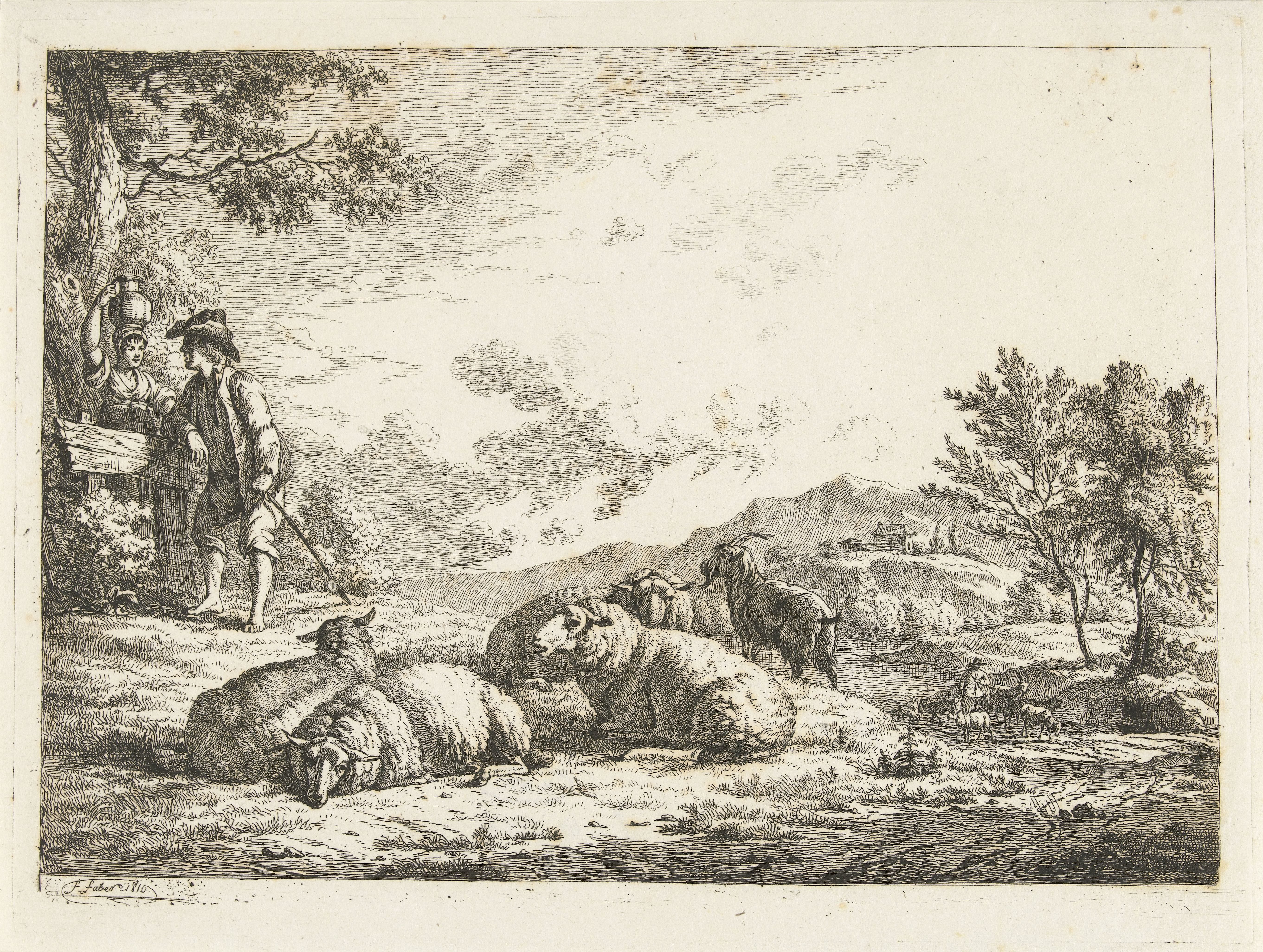 Herder en melkmeid in gesprek