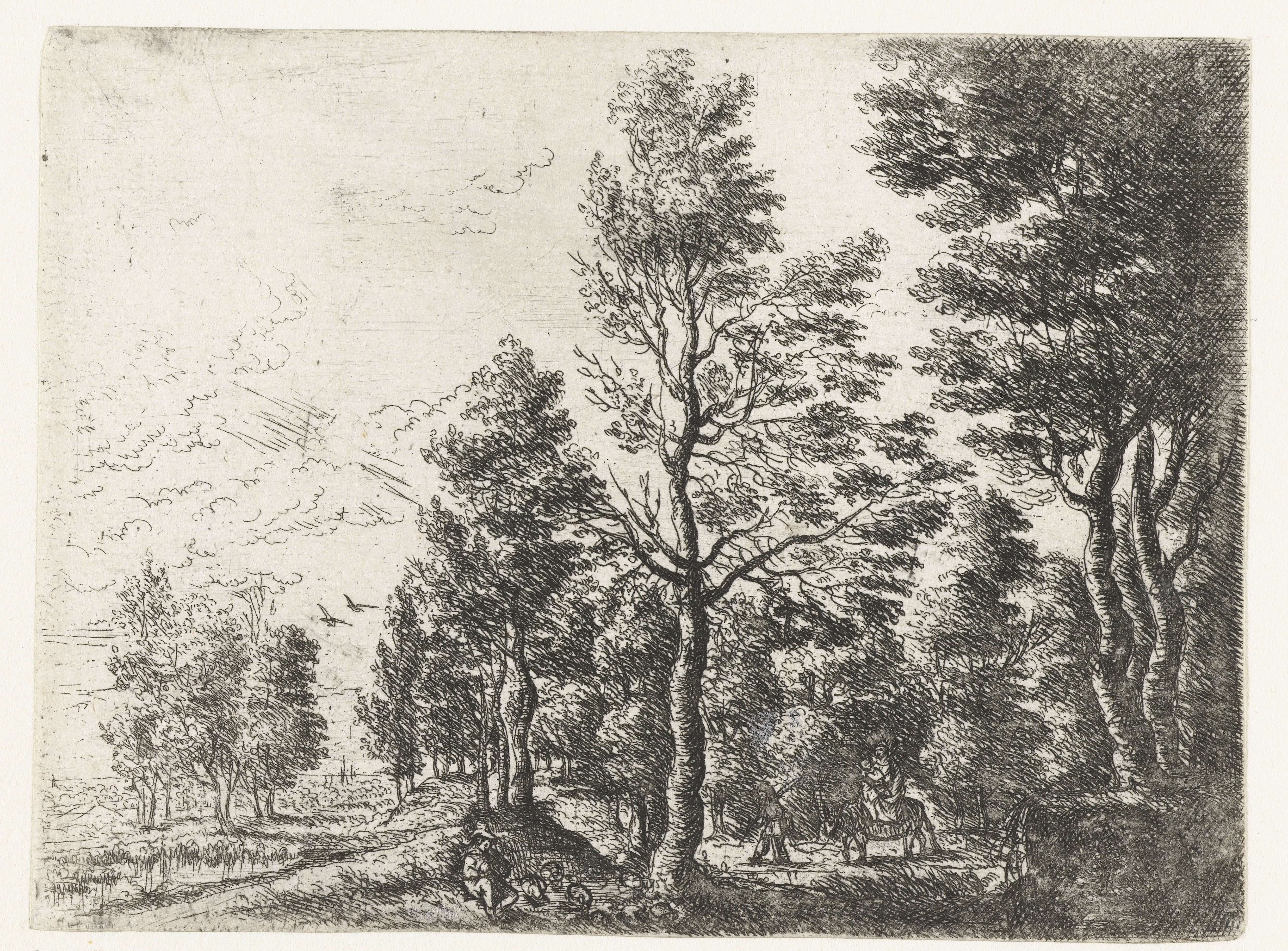 Landschap met een man met een ezel