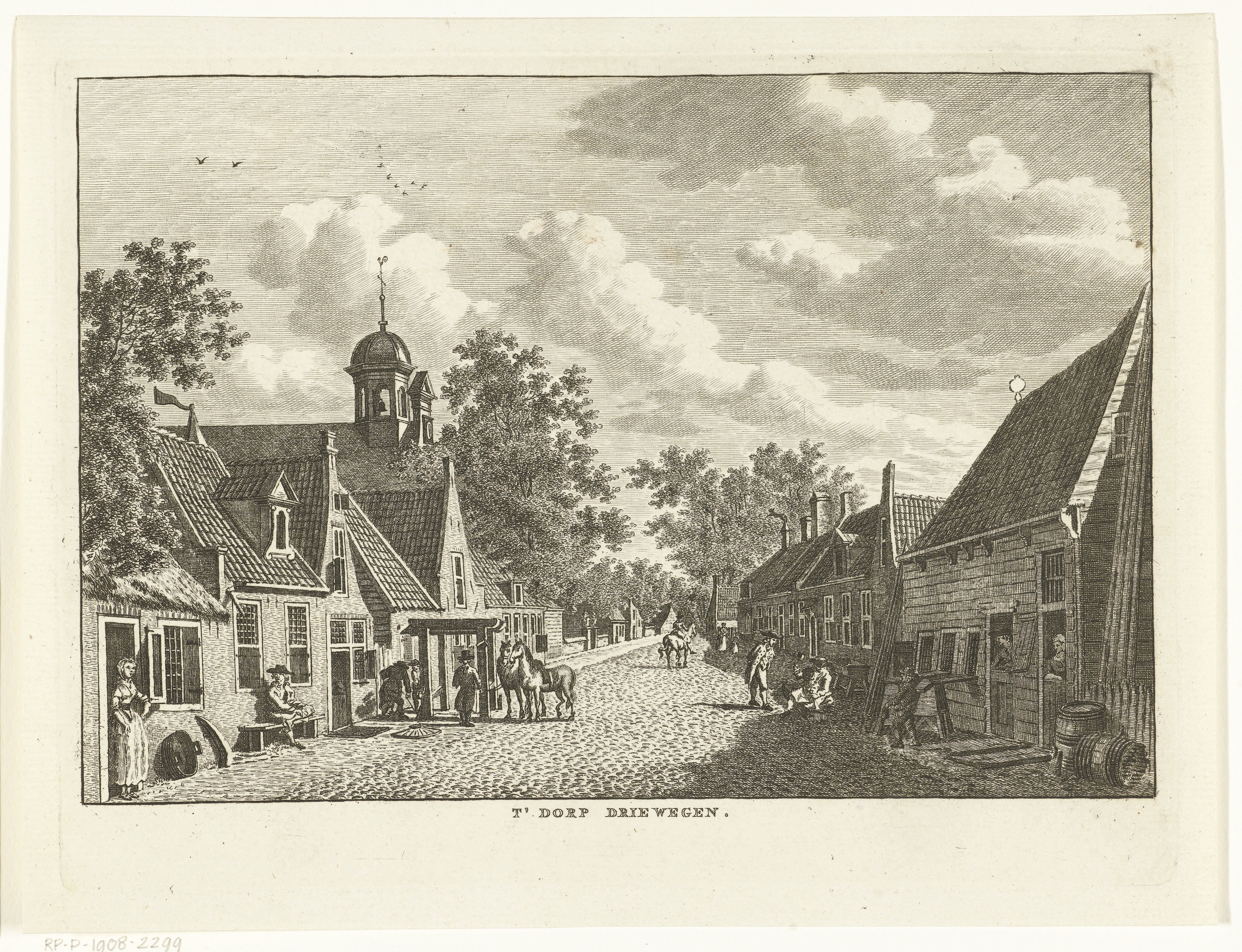 Dorpsgezicht met straat te Driewegen