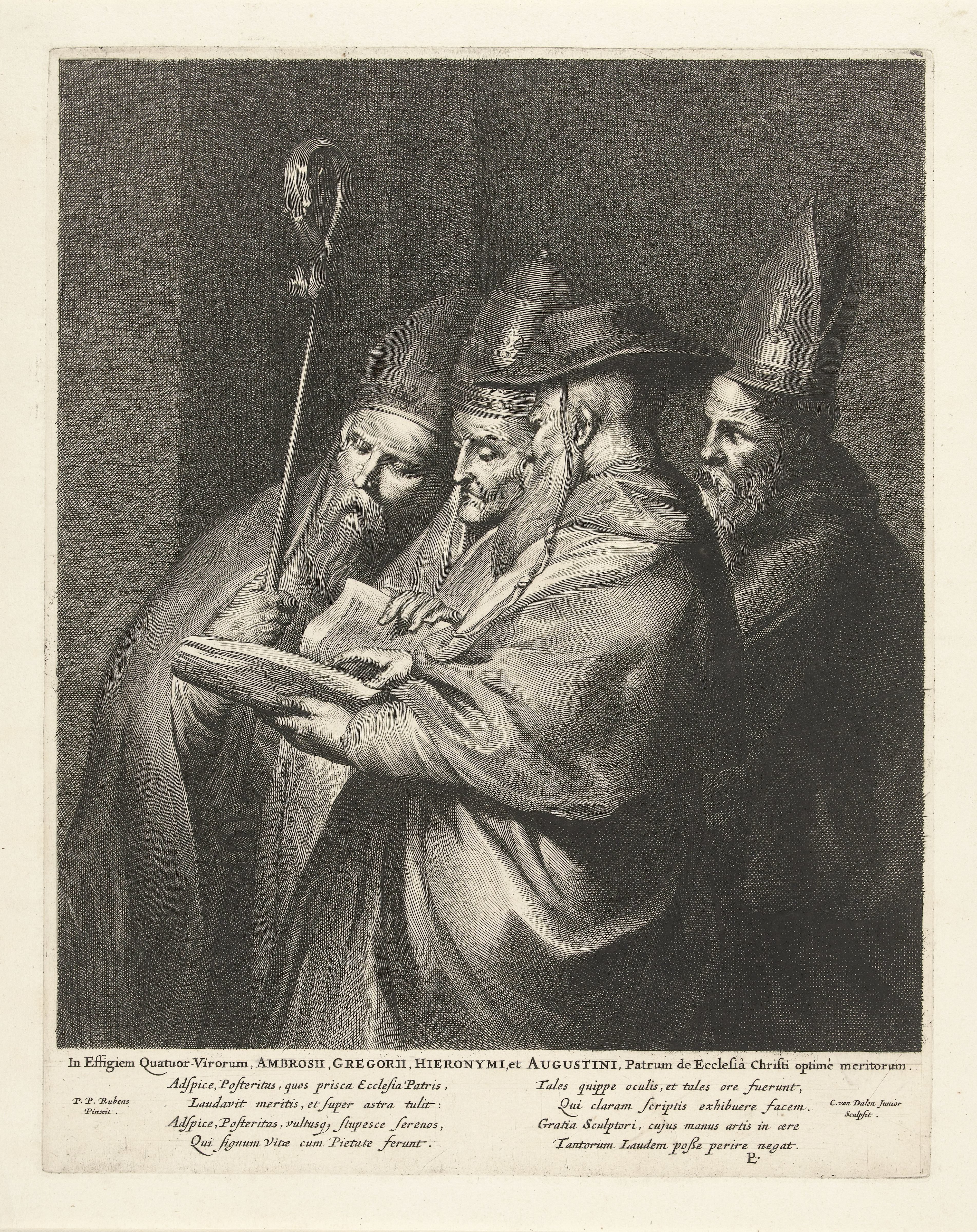 Vier kerkvaders: heiligen Ambrosius, Gregorius, Hiëronymus en Augustinus