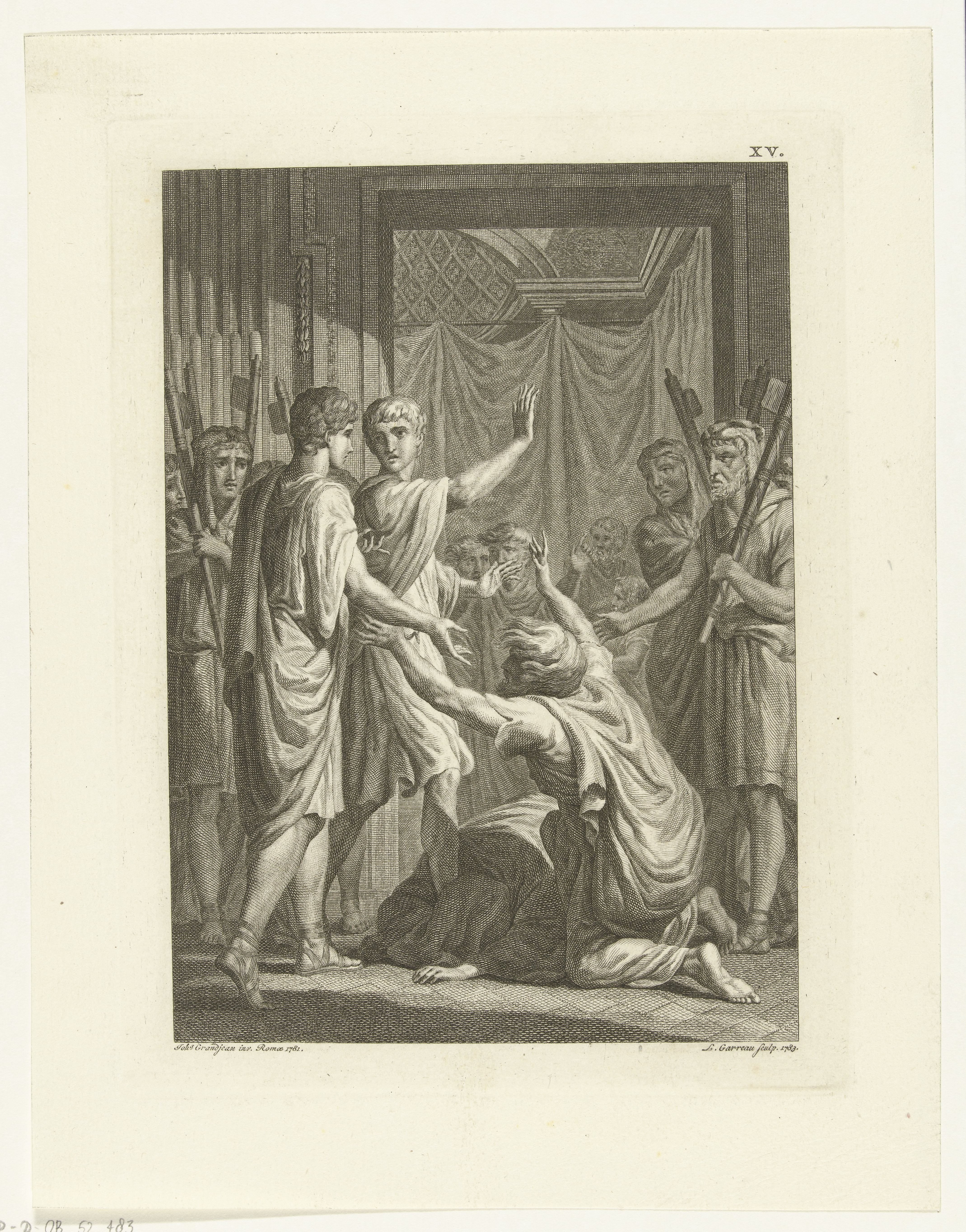 Twee Germanen knielen voor Germanicus