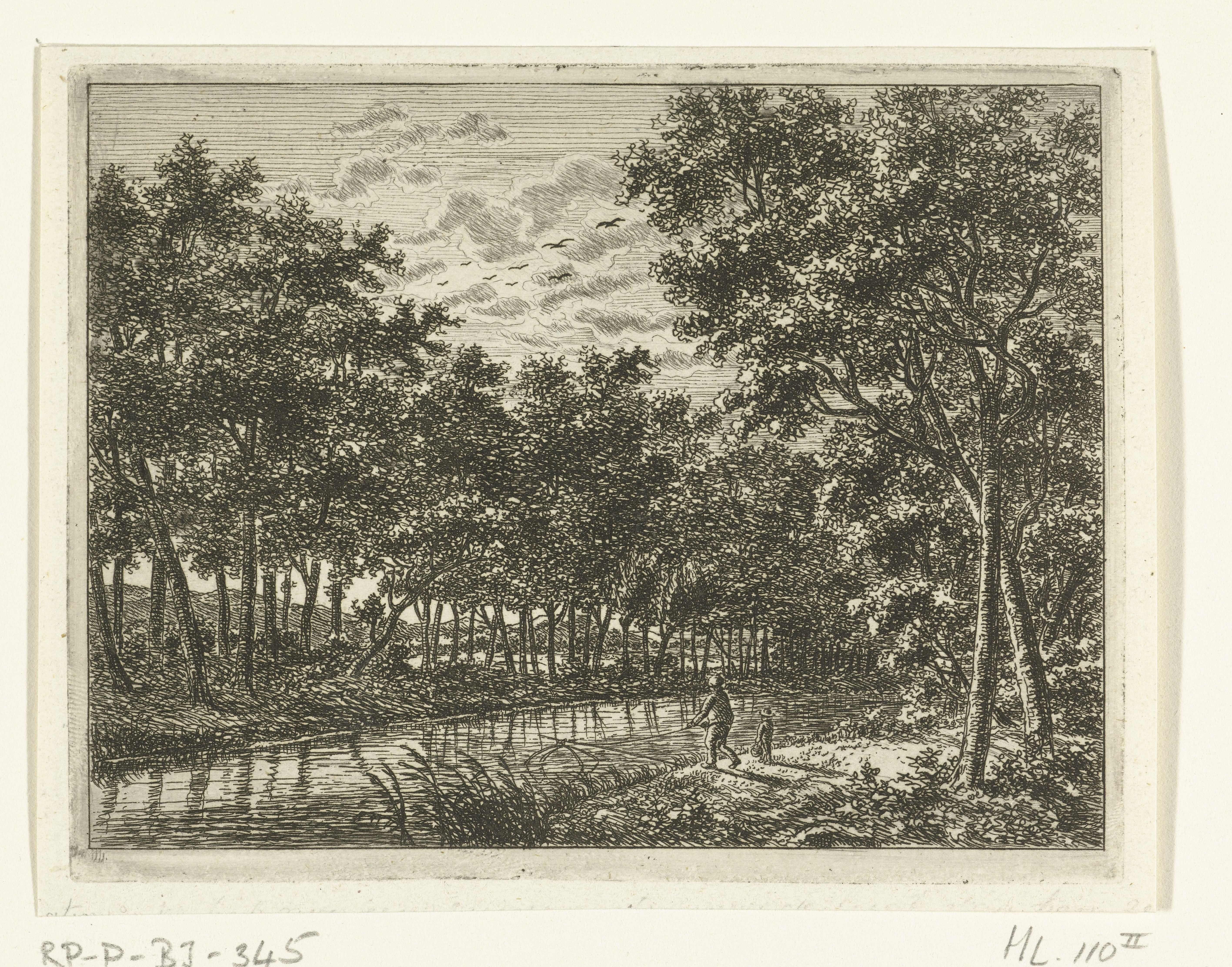 Rivierlandschap met visser en jongetje