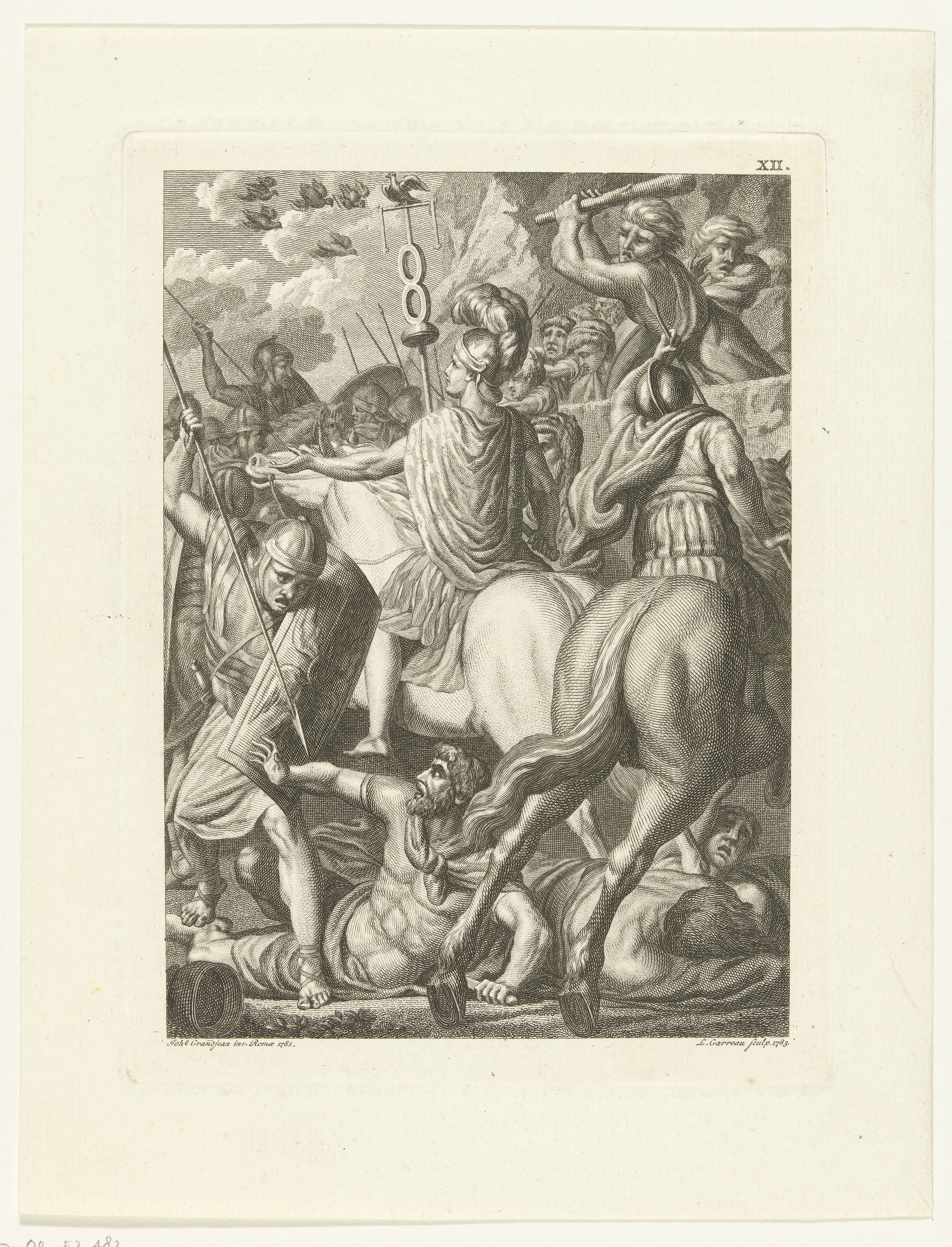 Germanicus tijdens een veldslag met Germanen
