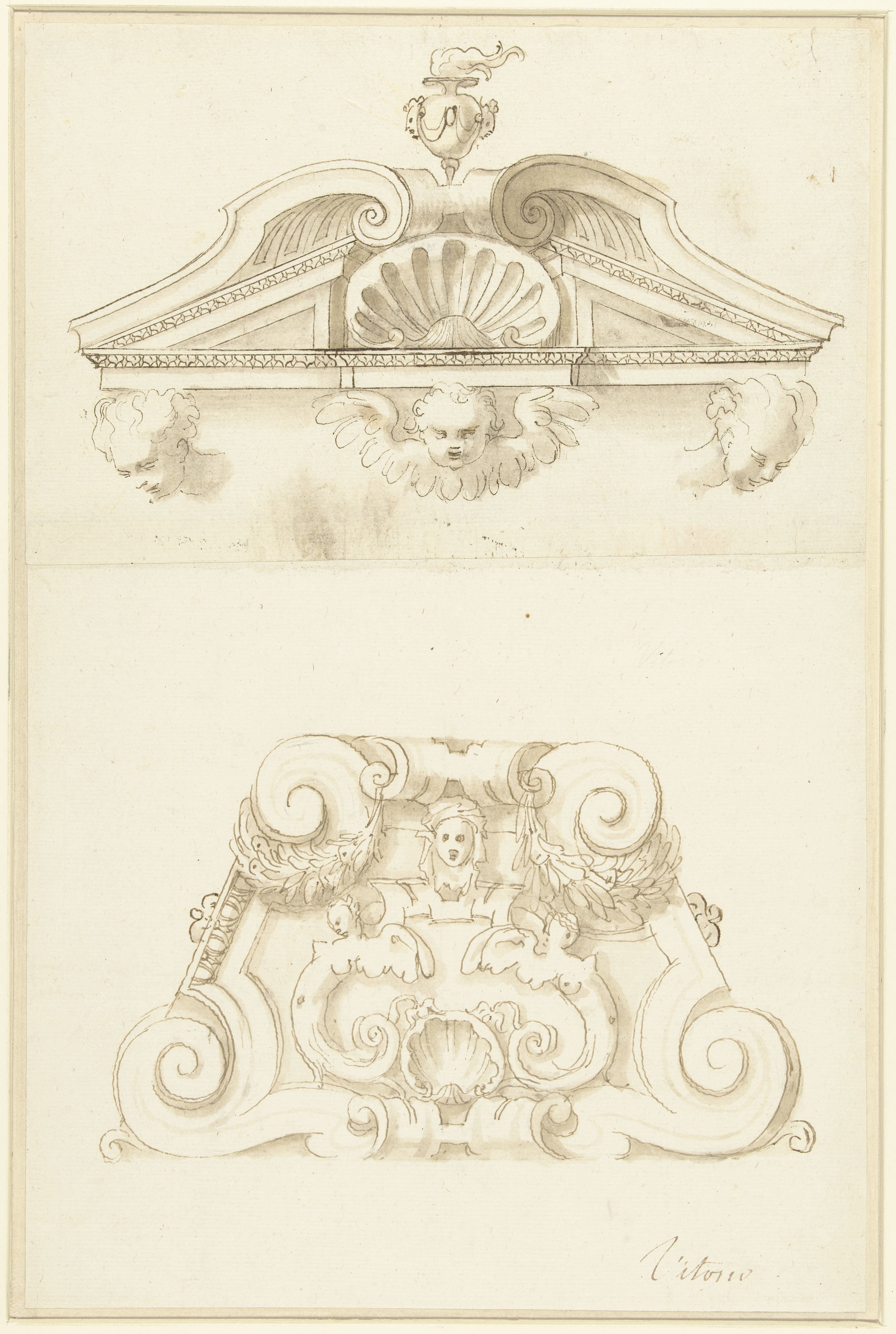 Twee ornamentale schoorsteenontwerpen