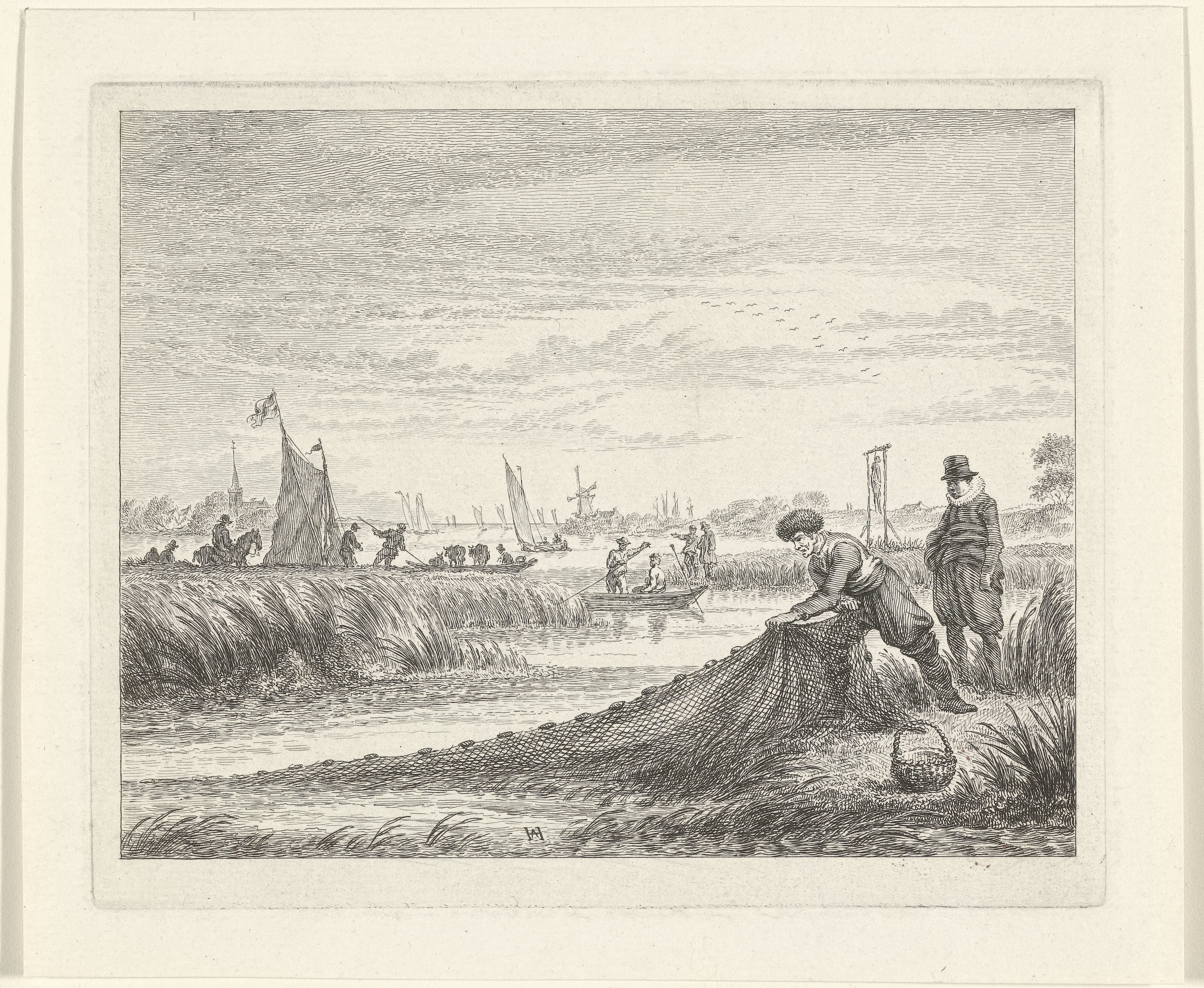 Rivierlandschap met boten nabij Amstelveen, 1624