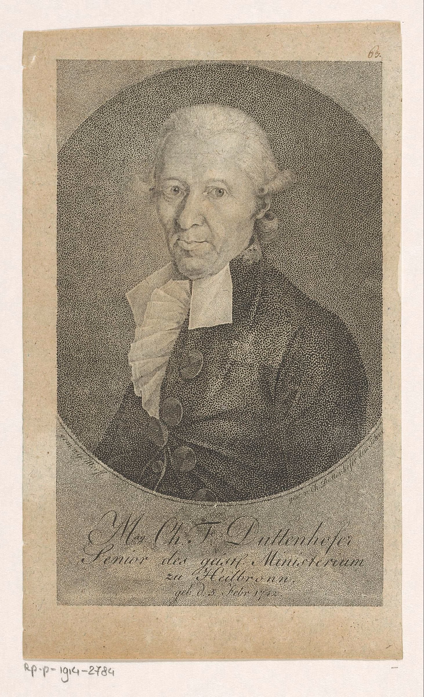 Portret van Christian Friedrich Duttenhofer