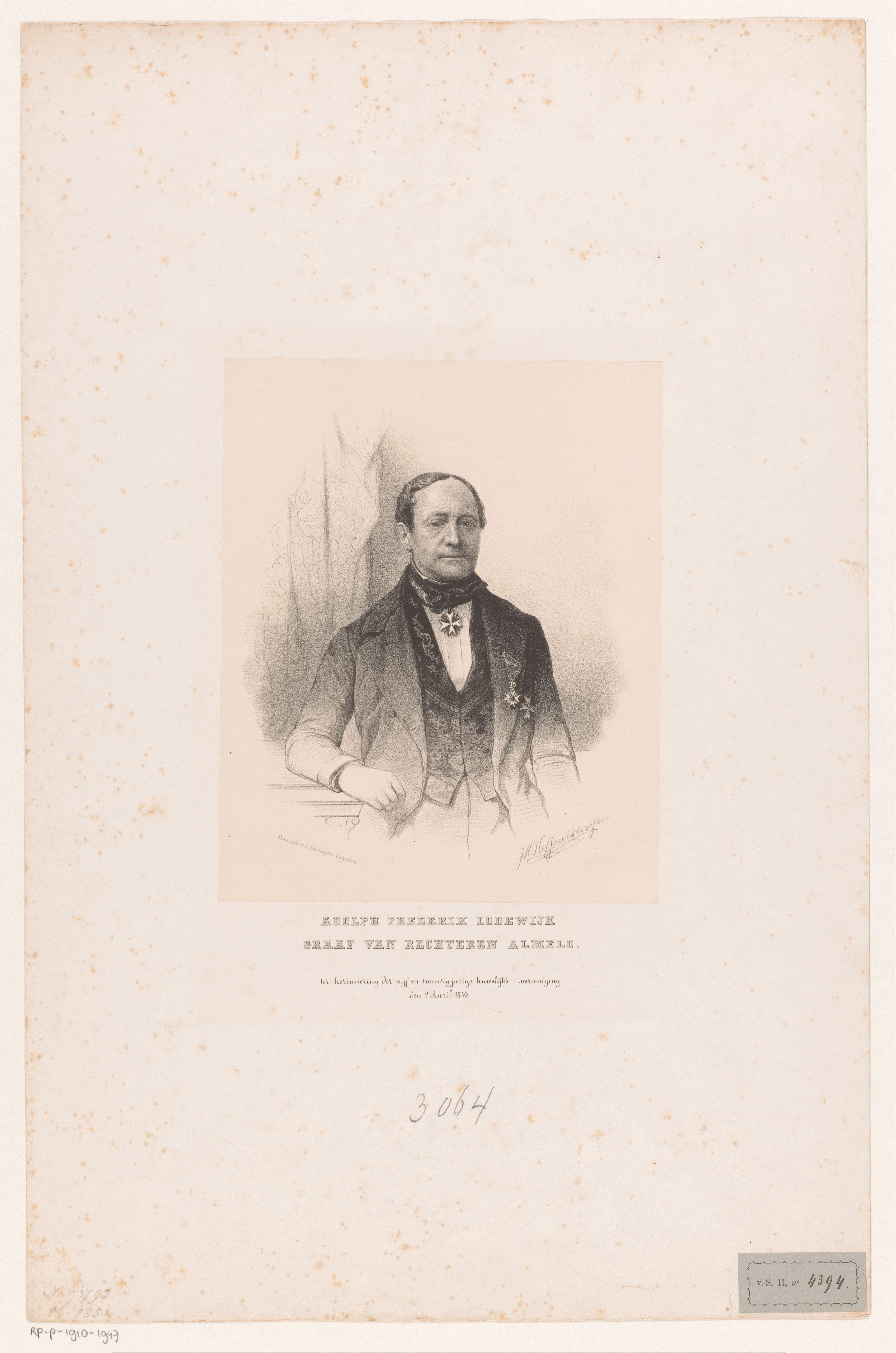 Portret van Adolph Frederik Lodewijk van Rechteren Limpurg, heer van Almelo Vriezeveen en Rechteren