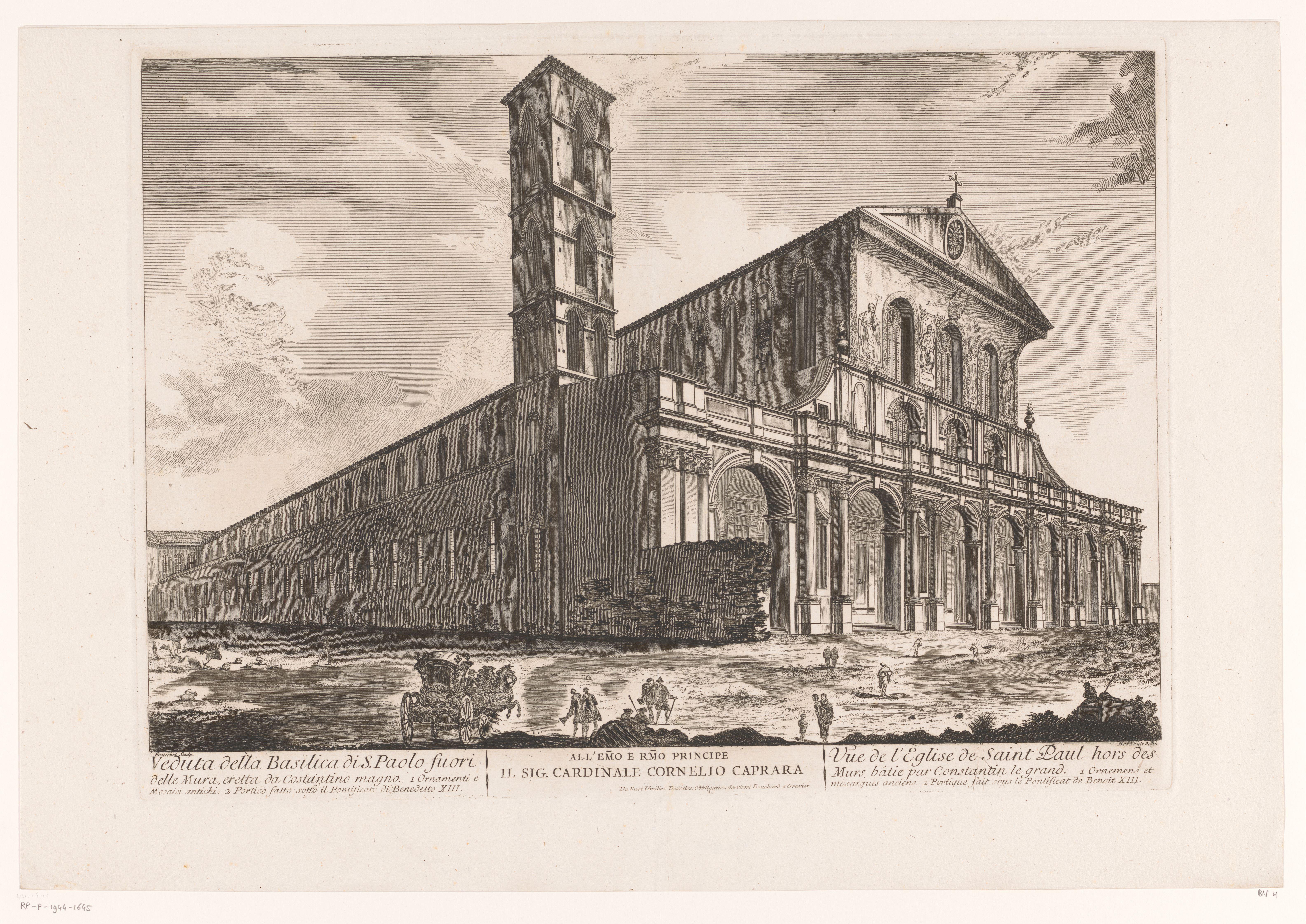 Gezicht op de Sint-Paulus buiten de Muren, te Rome