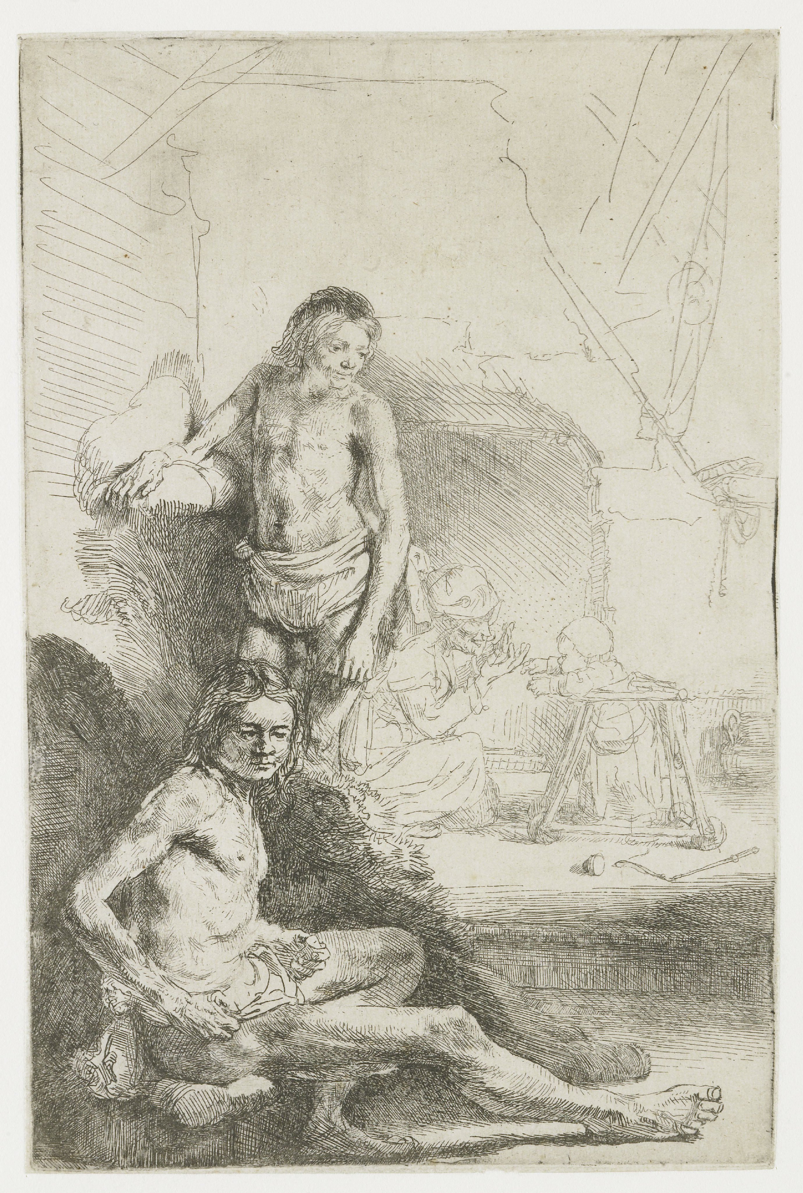 Male nude, seated and standing