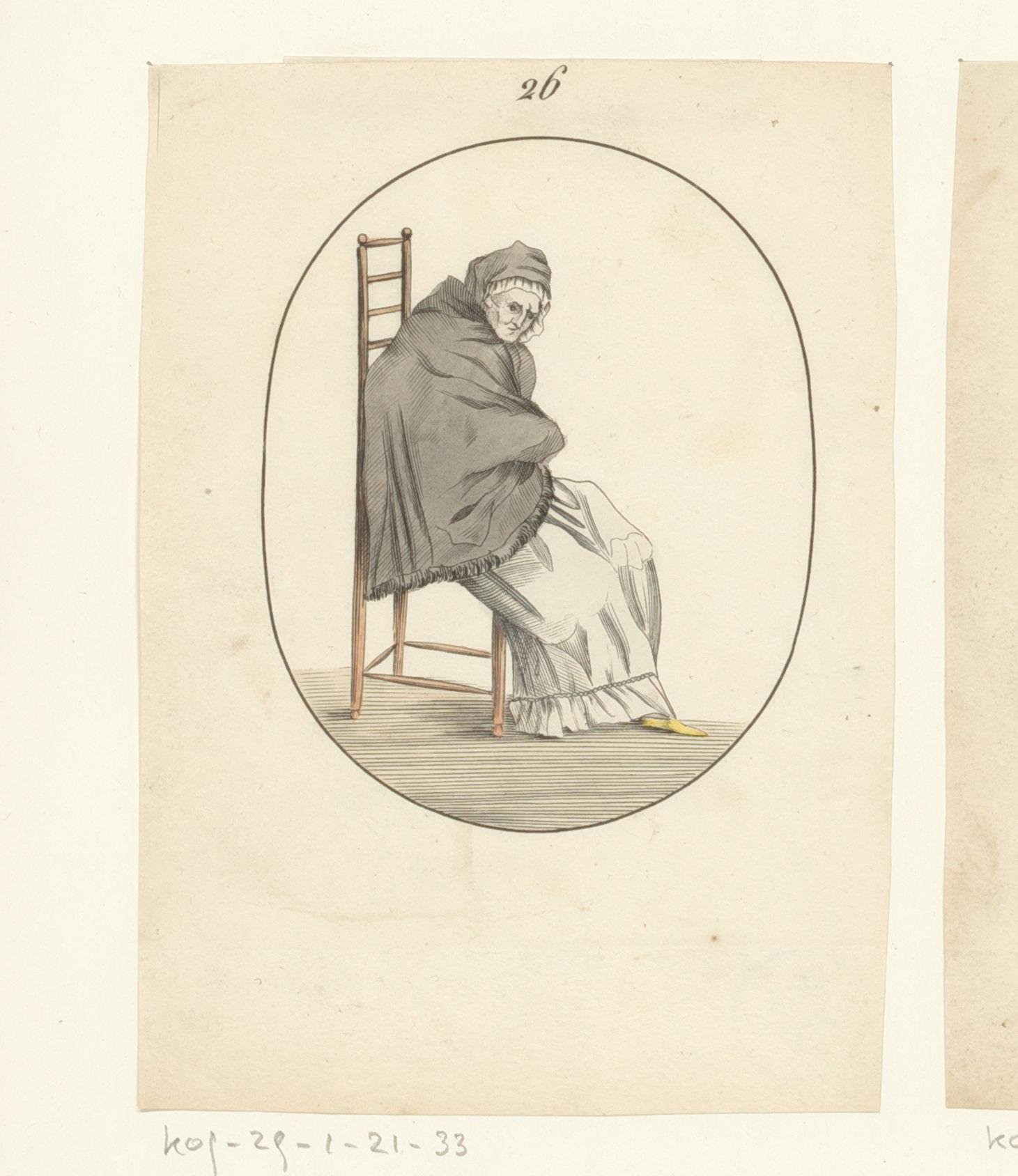 Zittende oude vrouw