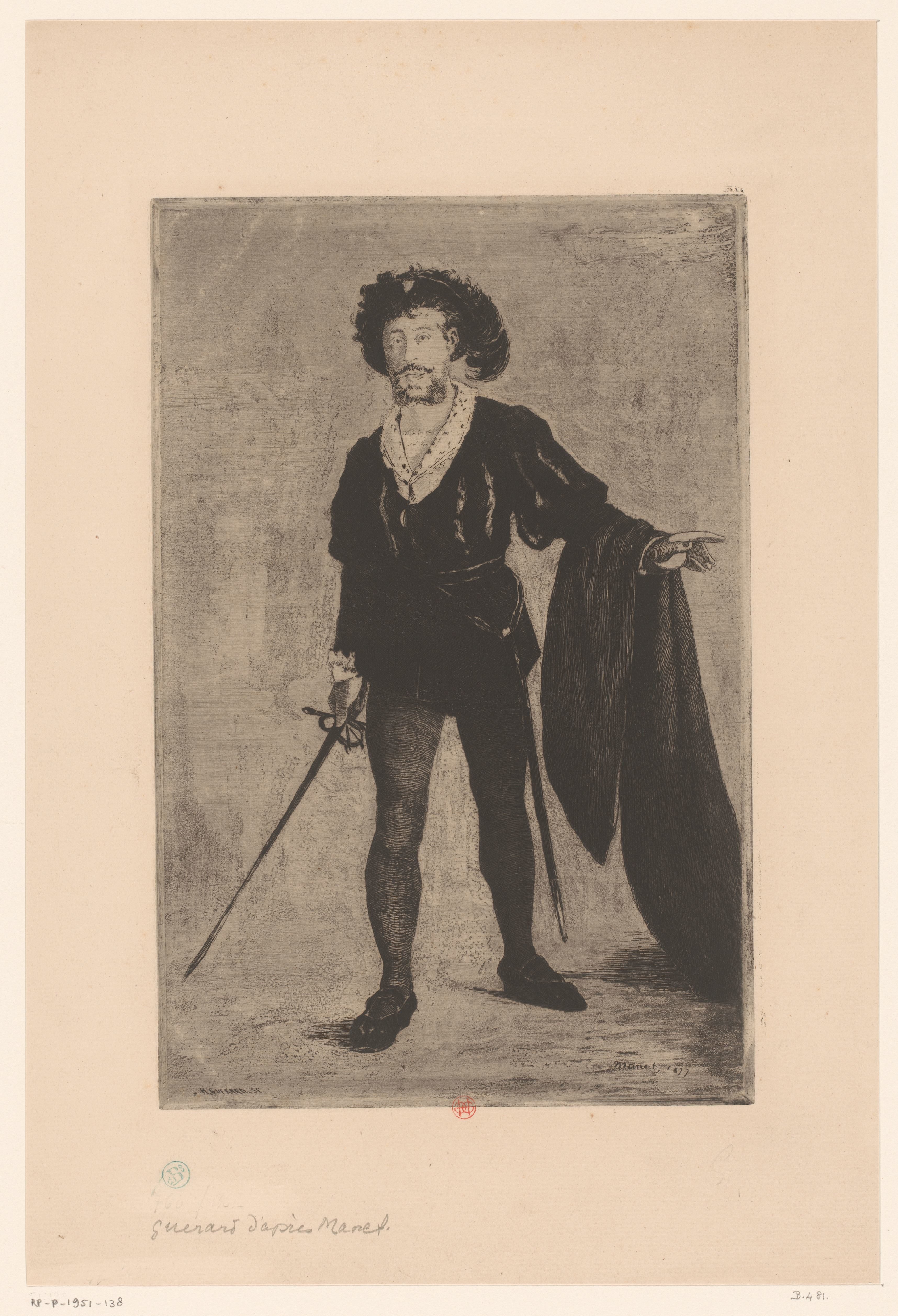Portret van Jean-Baptiste Faure in de rol van Hamlet