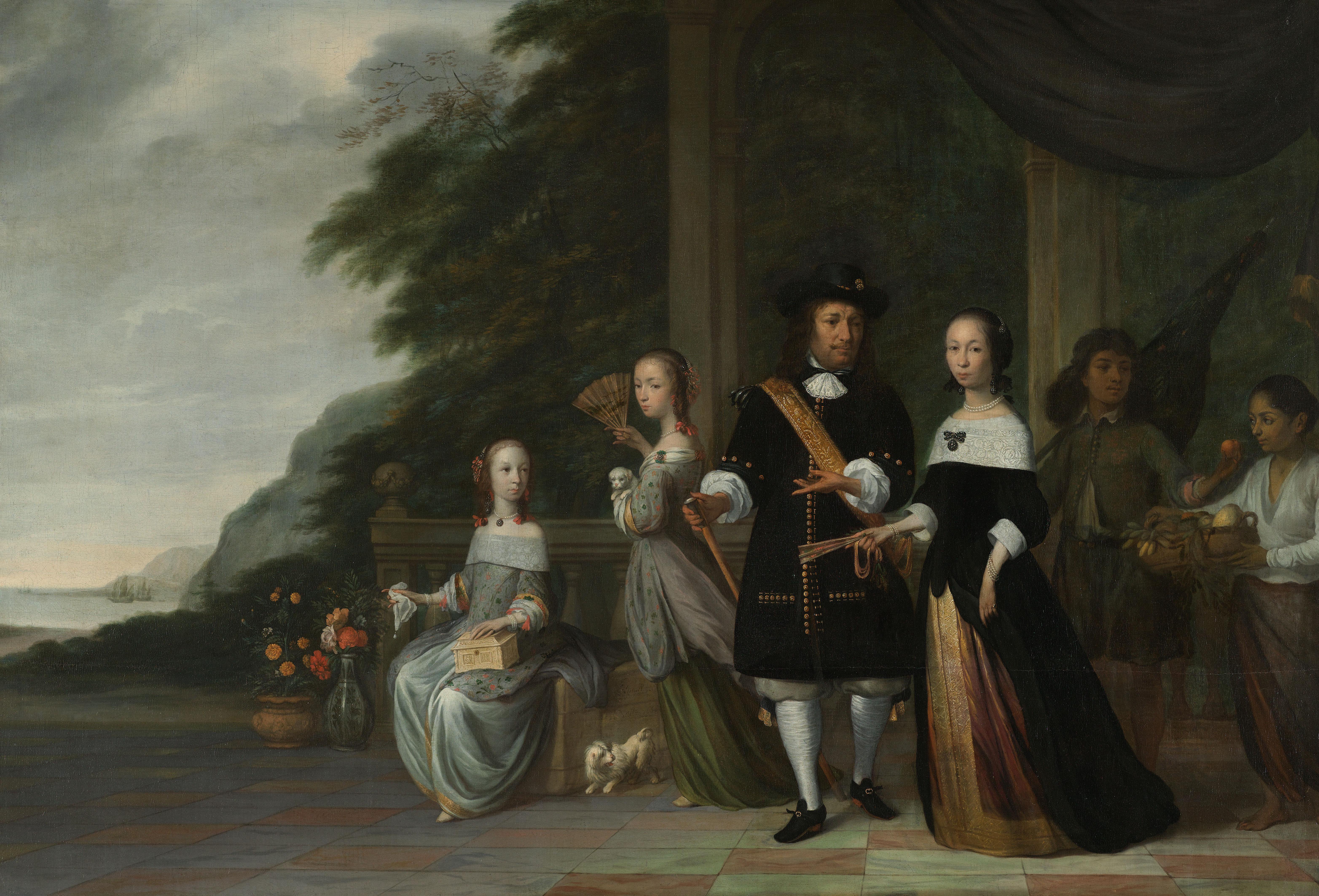 Pieter Cnoll, Cornelia van Nijenrode, hun dochters en twee tot slaaf gemaakte bedienden