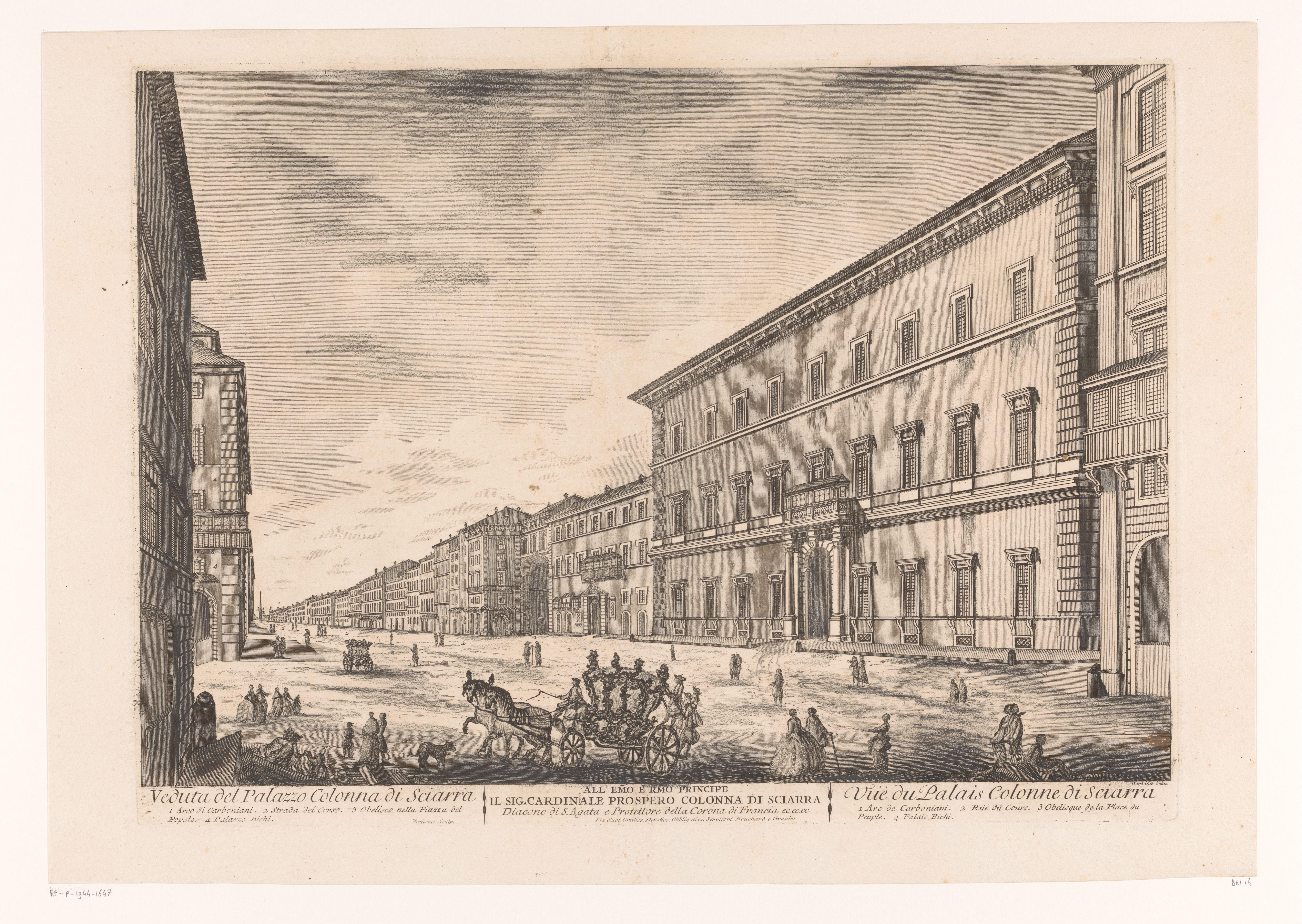 Gezicht op het Palazzo Colonna di Sciarra