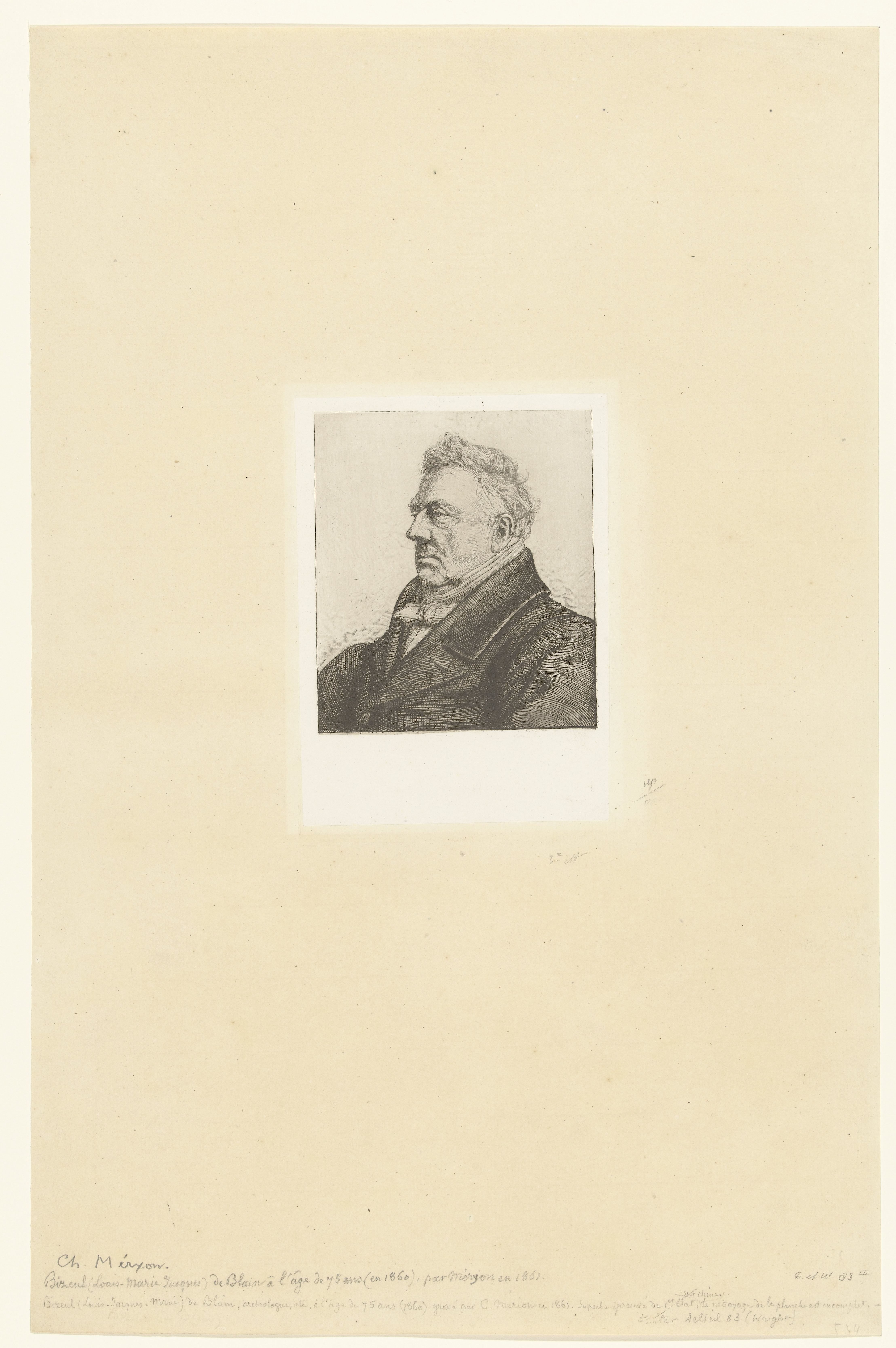 Portret van archeoloog Louis Jacques Marie Bizeul