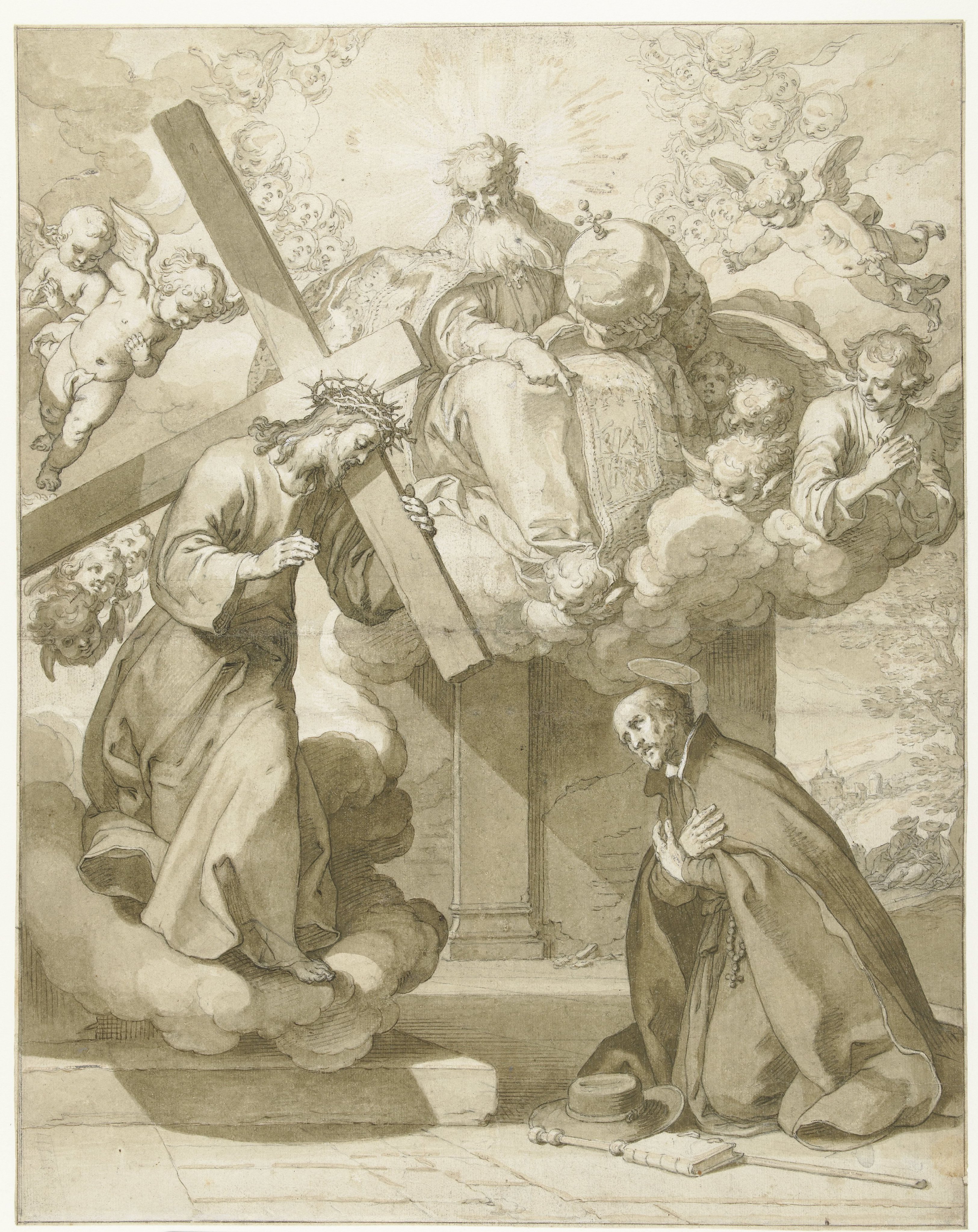 Christus met kruis verschijnt aan Ignatius van Loyola