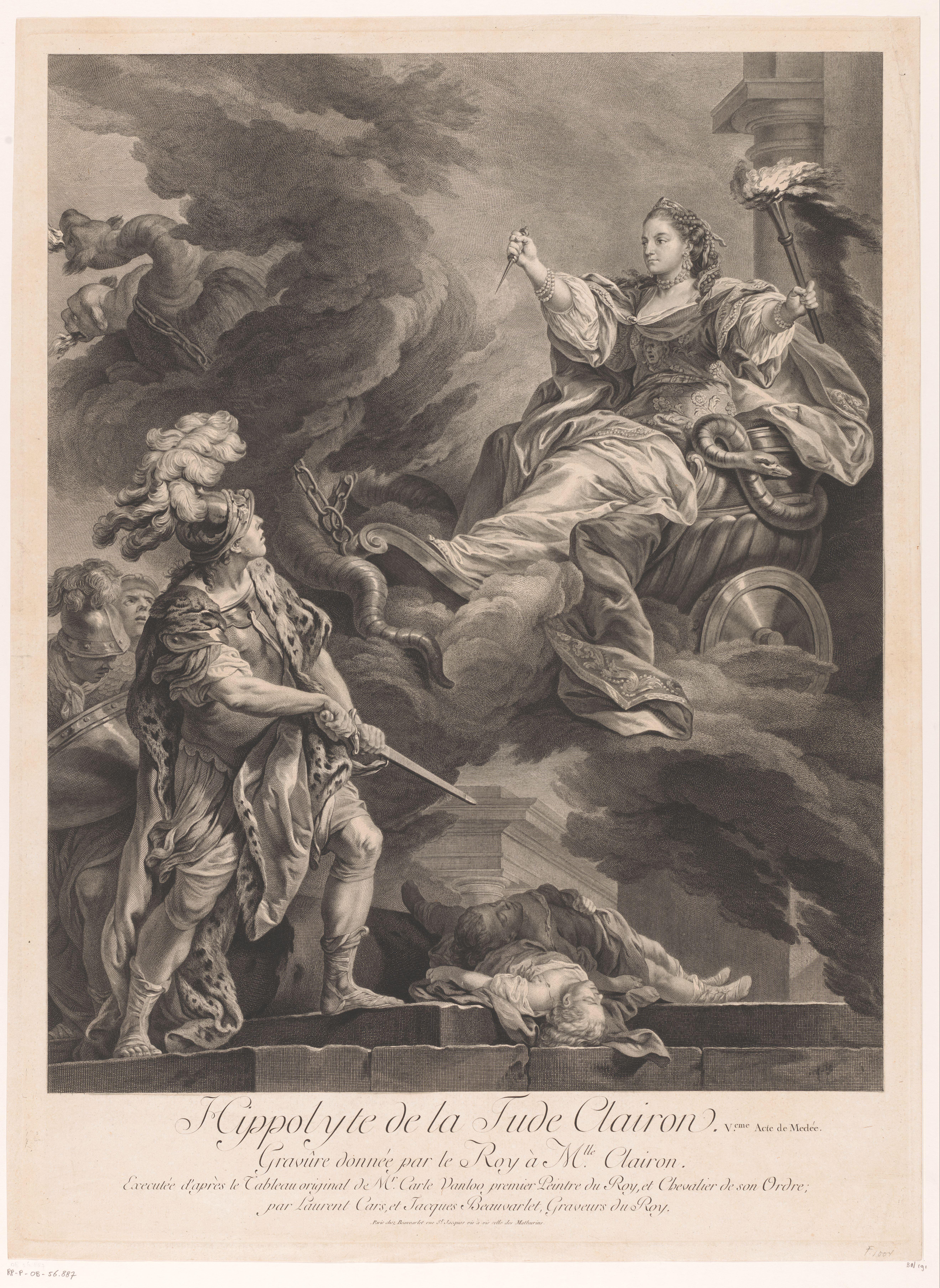 Portret van Claire Clairon in de rol van Medea
