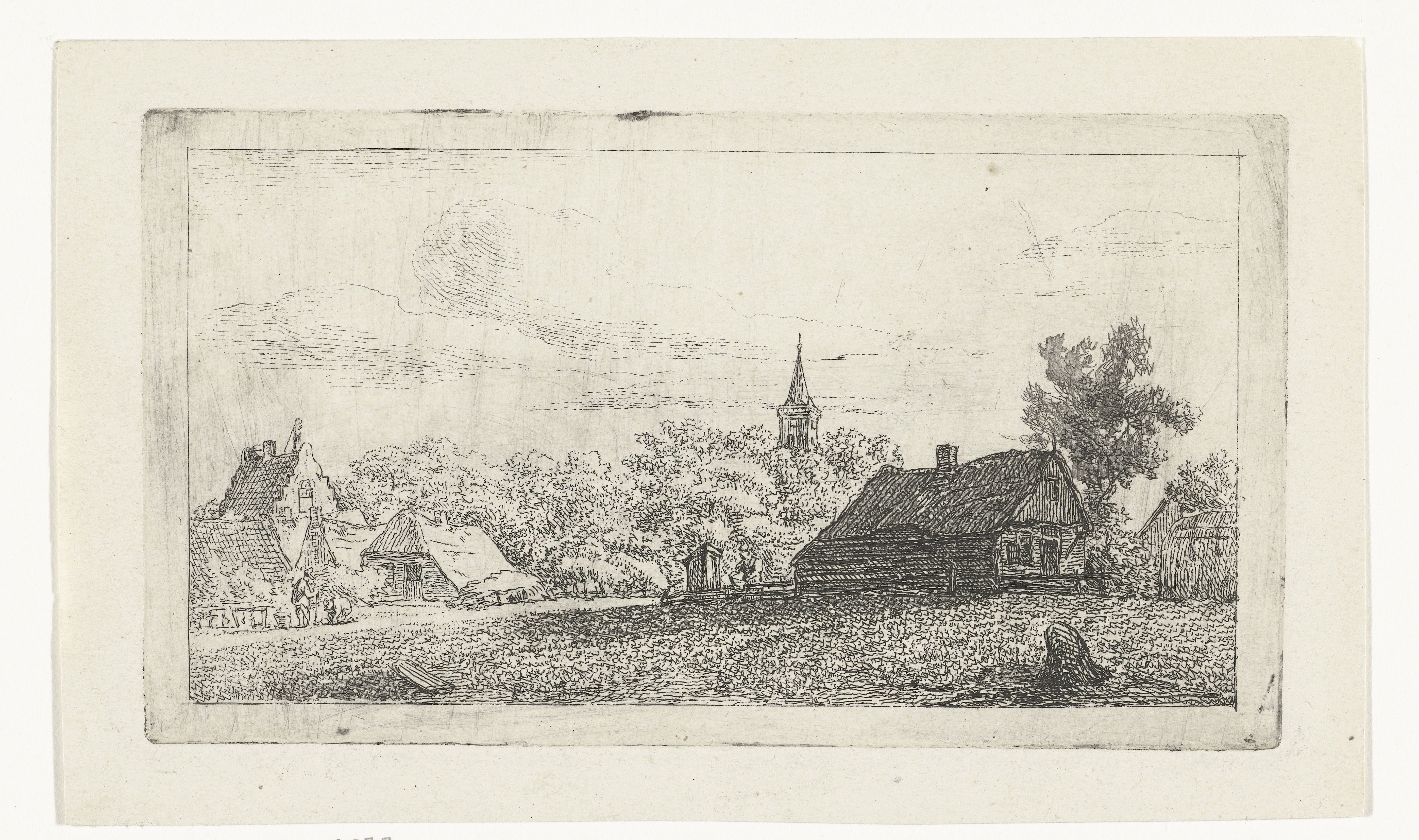 Dorpsgezicht met kerktoren tussen bomen