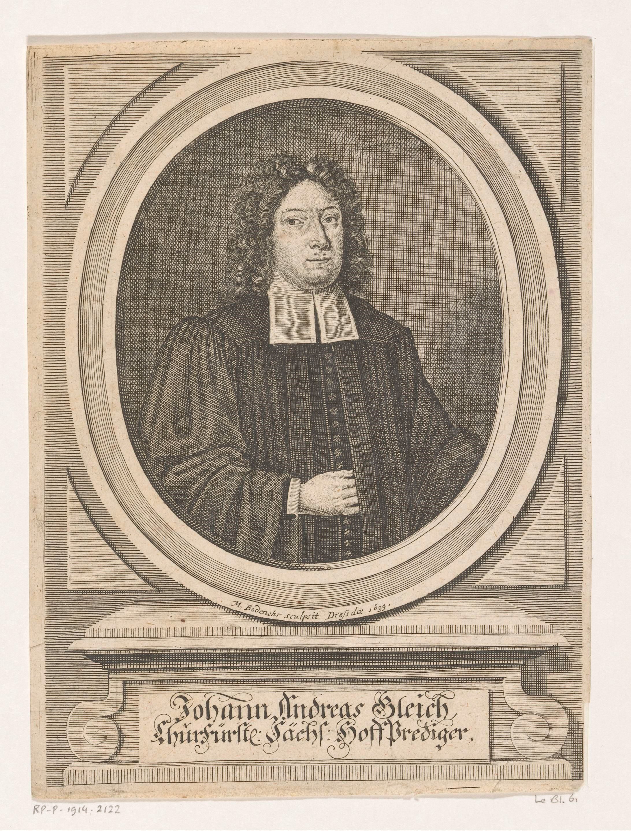 Portret van Johann Andreas Gleich