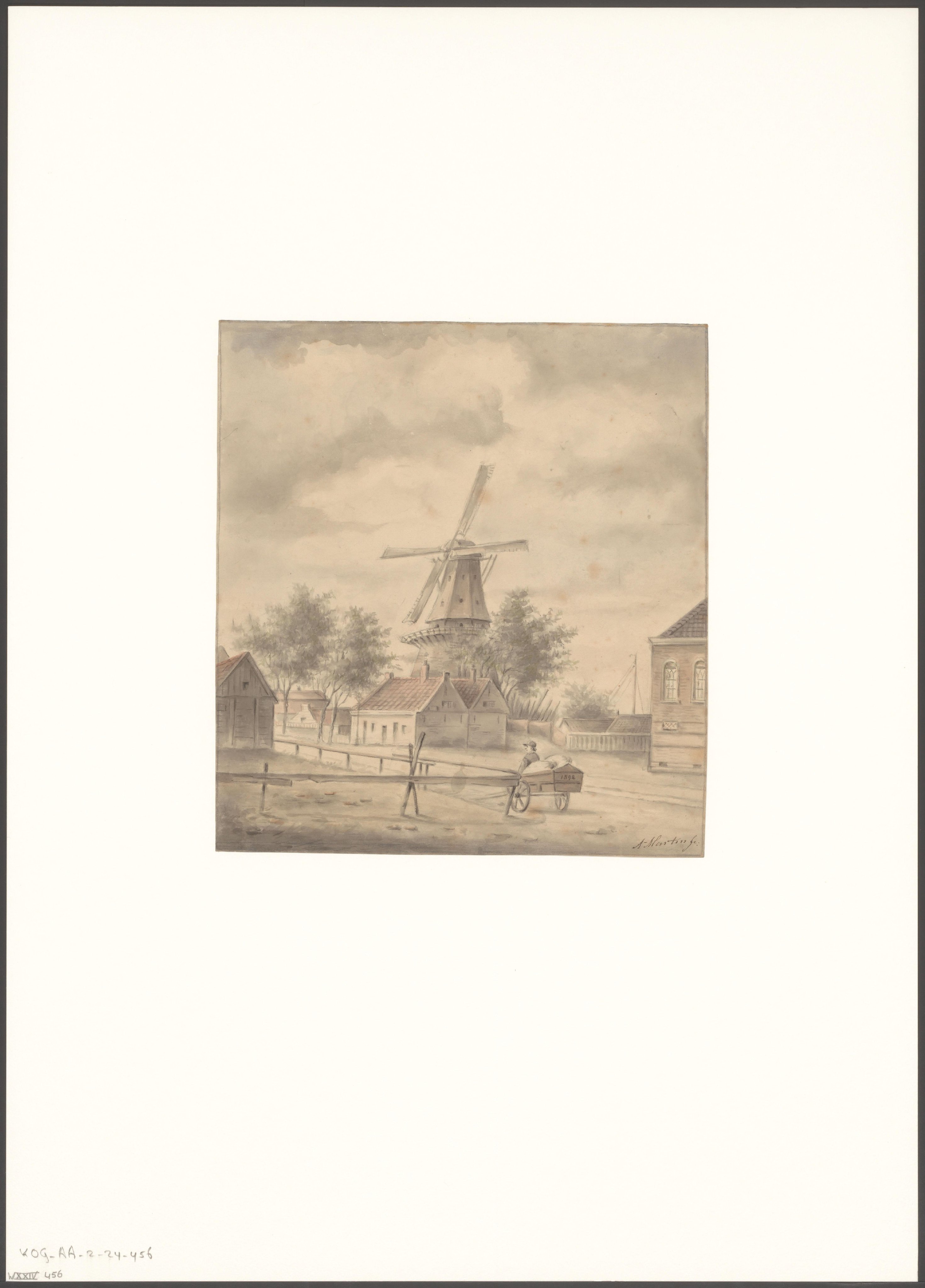 Gezicht op de Marnixstraat met molen De Victor