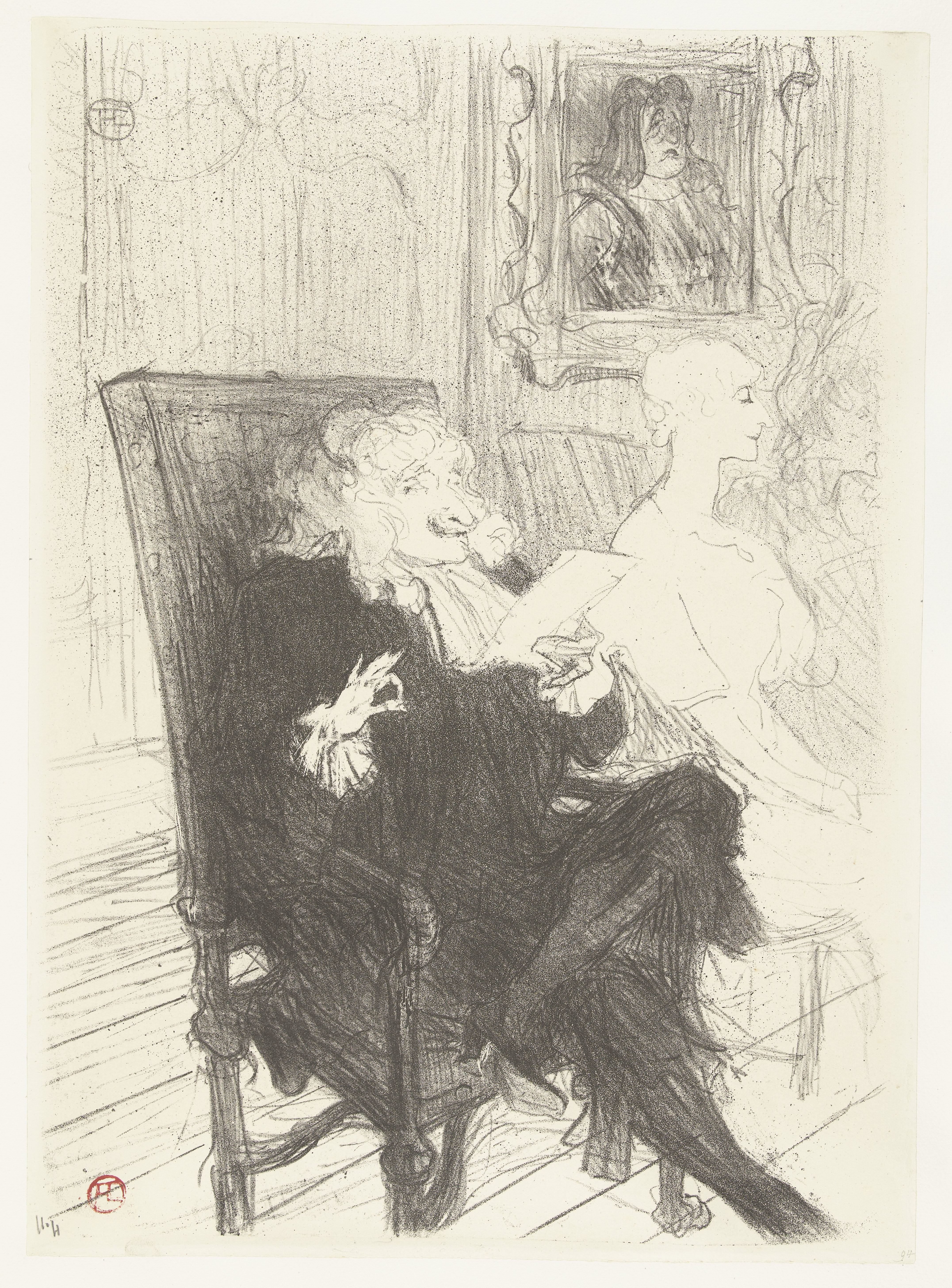 Acteurs Jules Charles Truffier en Marguerite Moreno in toneelstuk Les femmes savantes