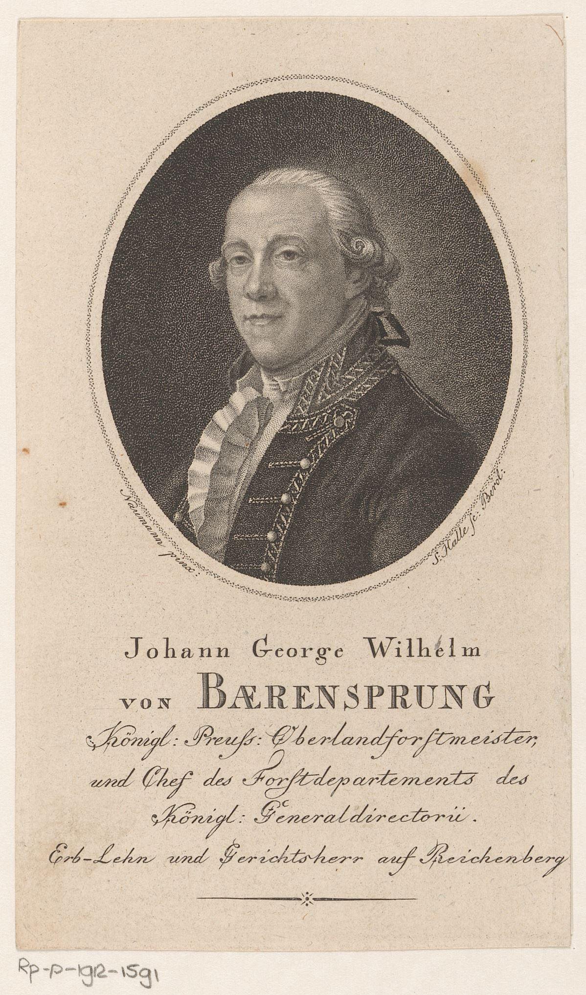Portret van Johann Georg Wilhelm von Bärensprung