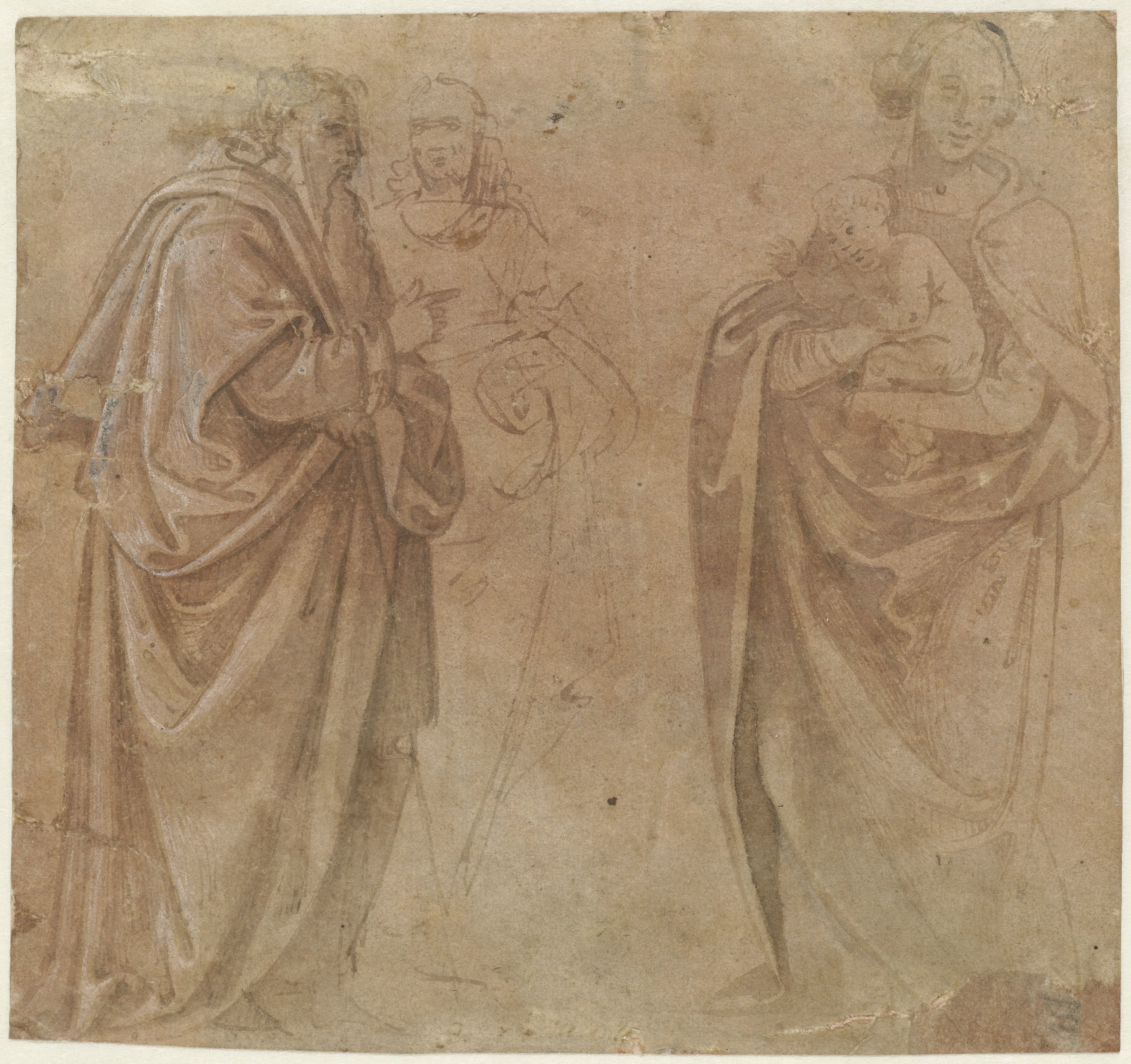 Staande Madonna met twee heiligen