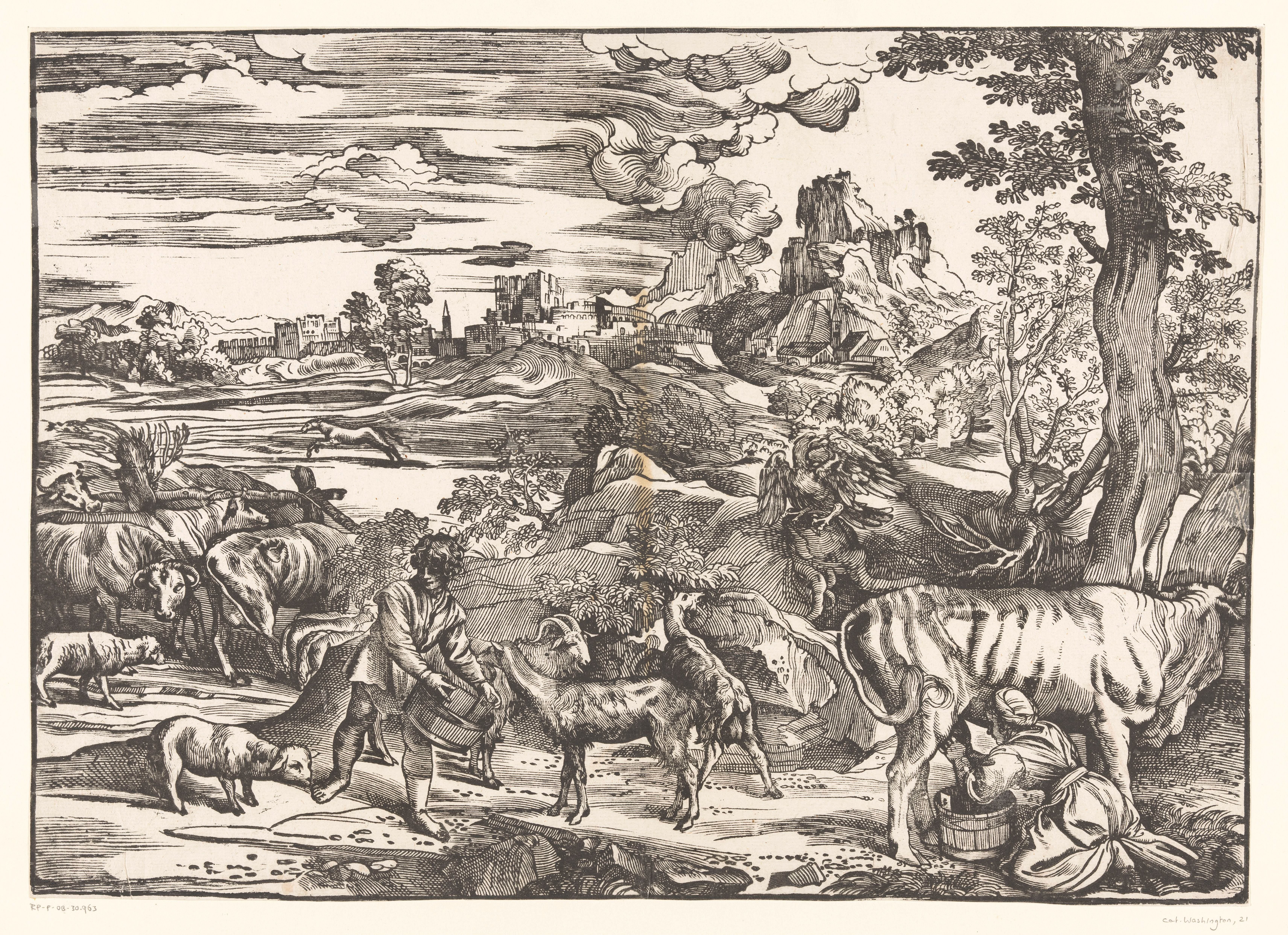 Landschap met melkmeid