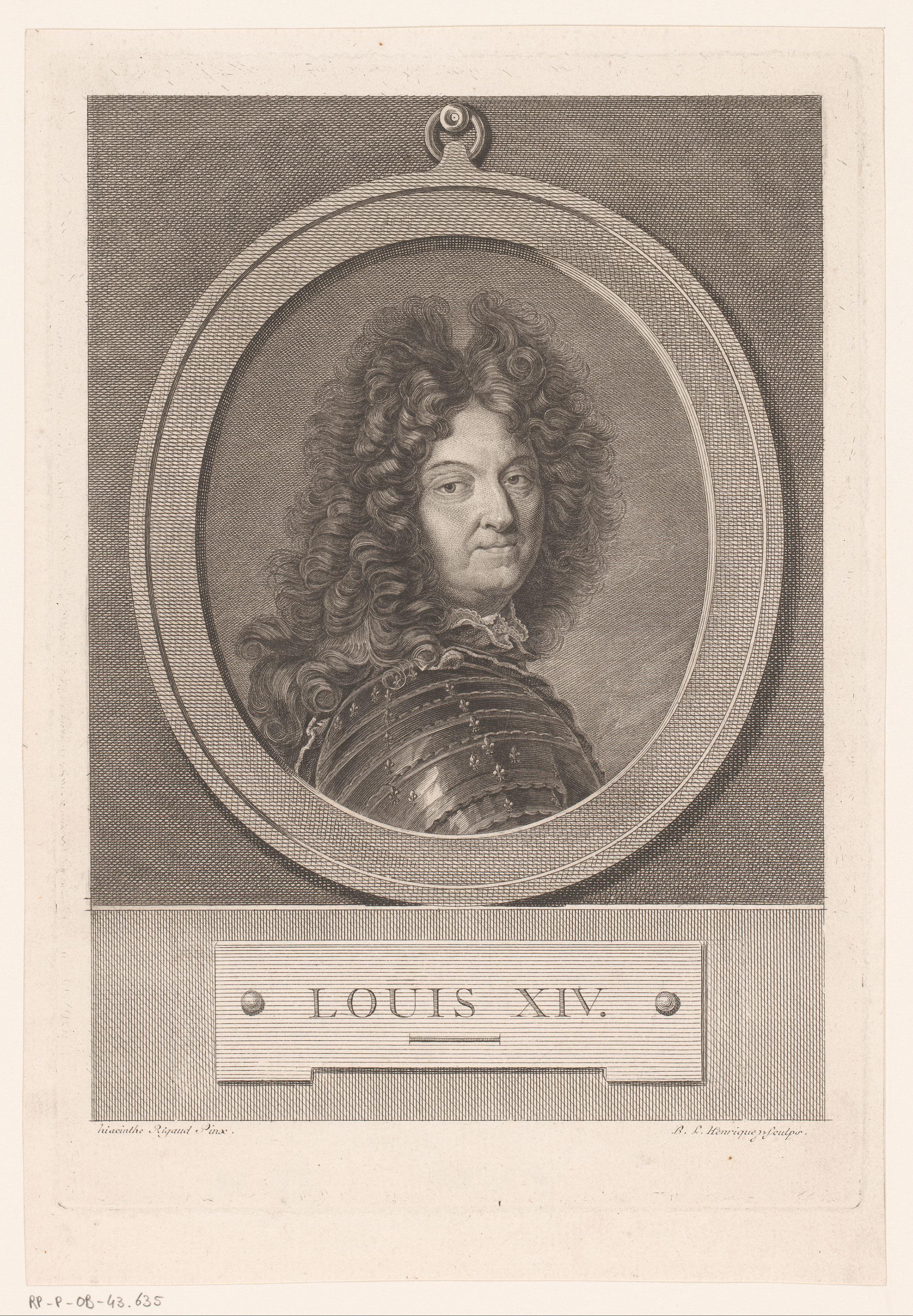 Portret van Lodewijk XIV in een medaillon