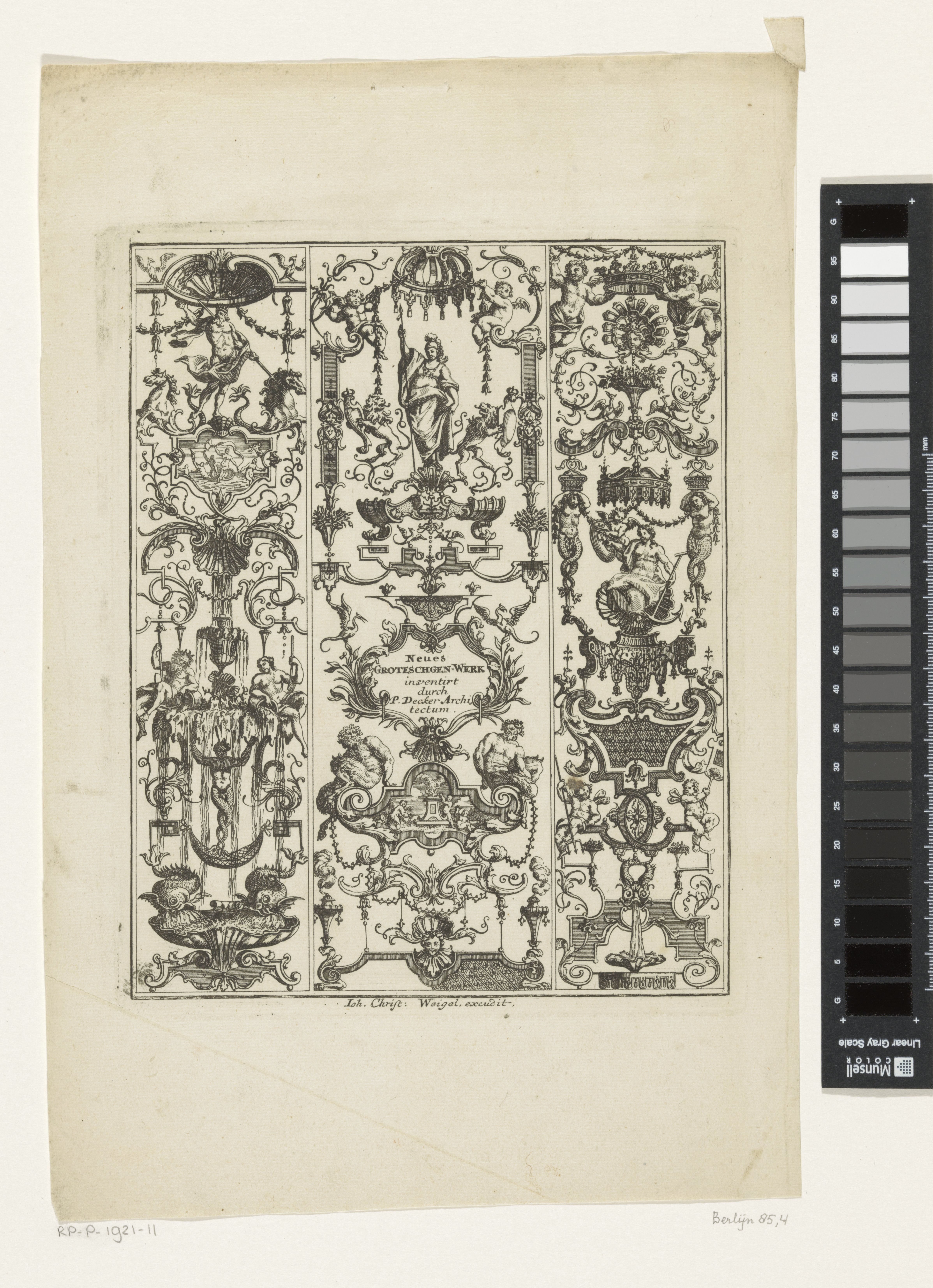 Grotesken met Neptunus en Minerva