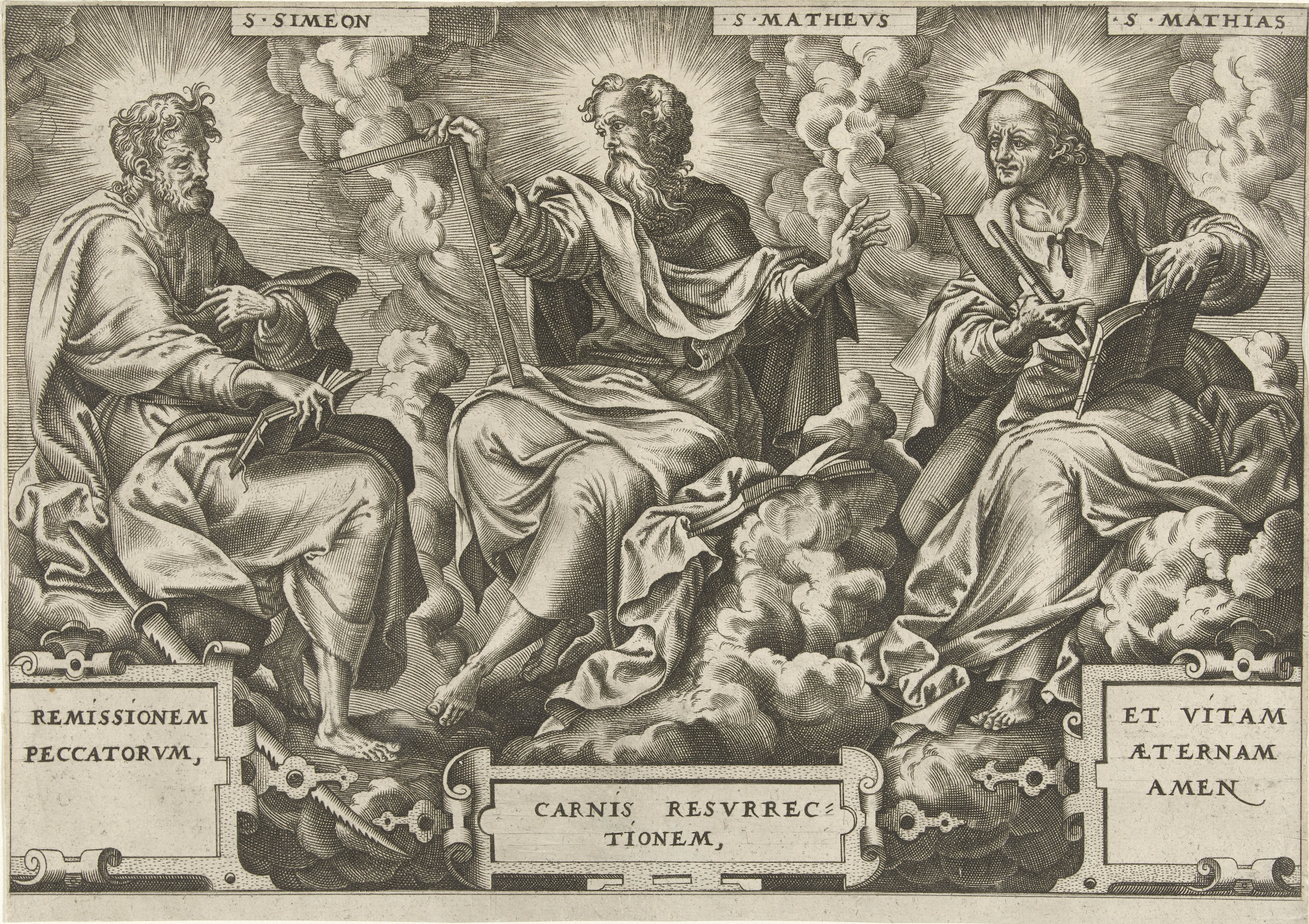 Drie apostelen Simon Zelotes, Matteüs en Mattias