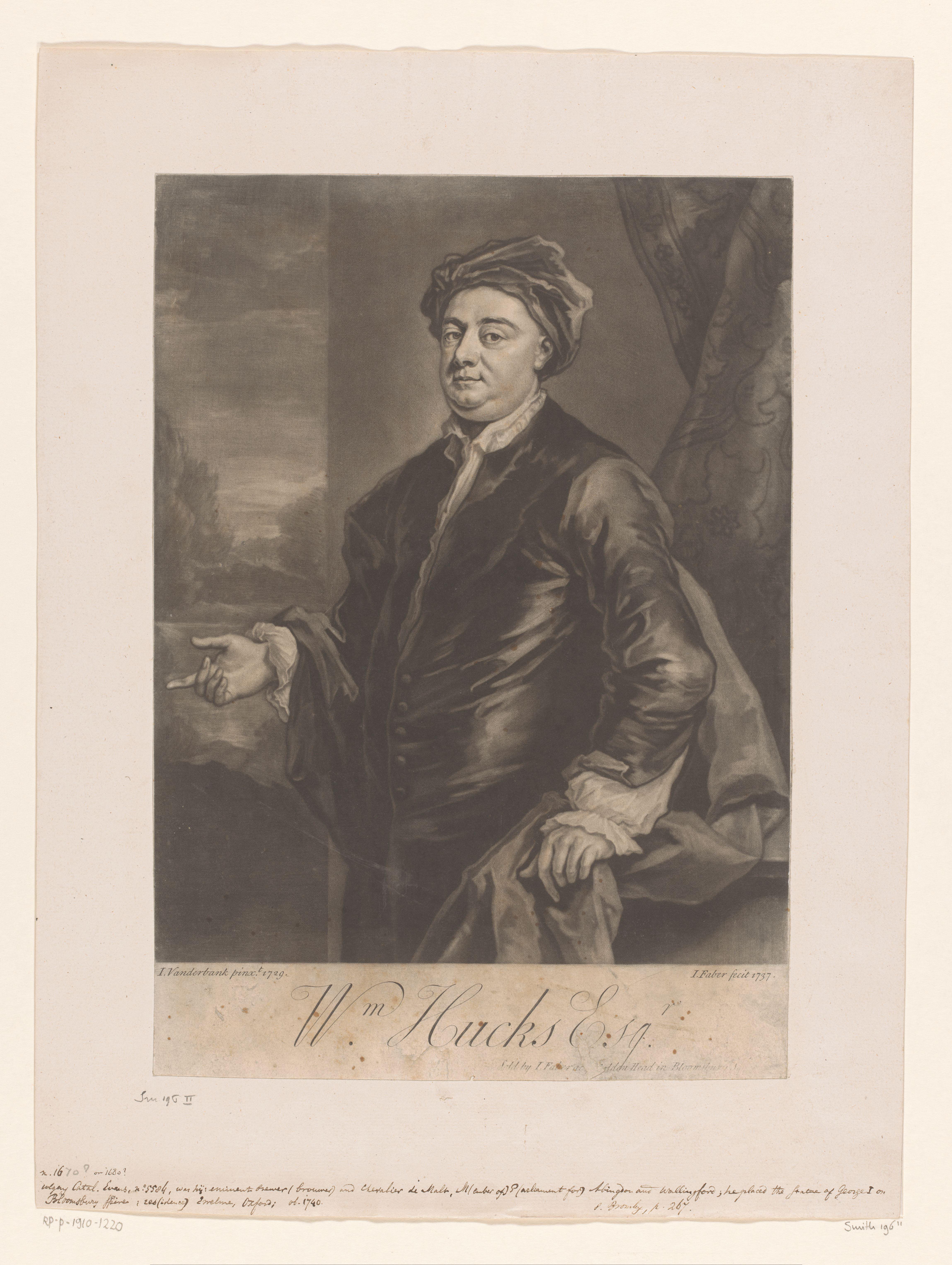 Portret van William Hucks Esqr.