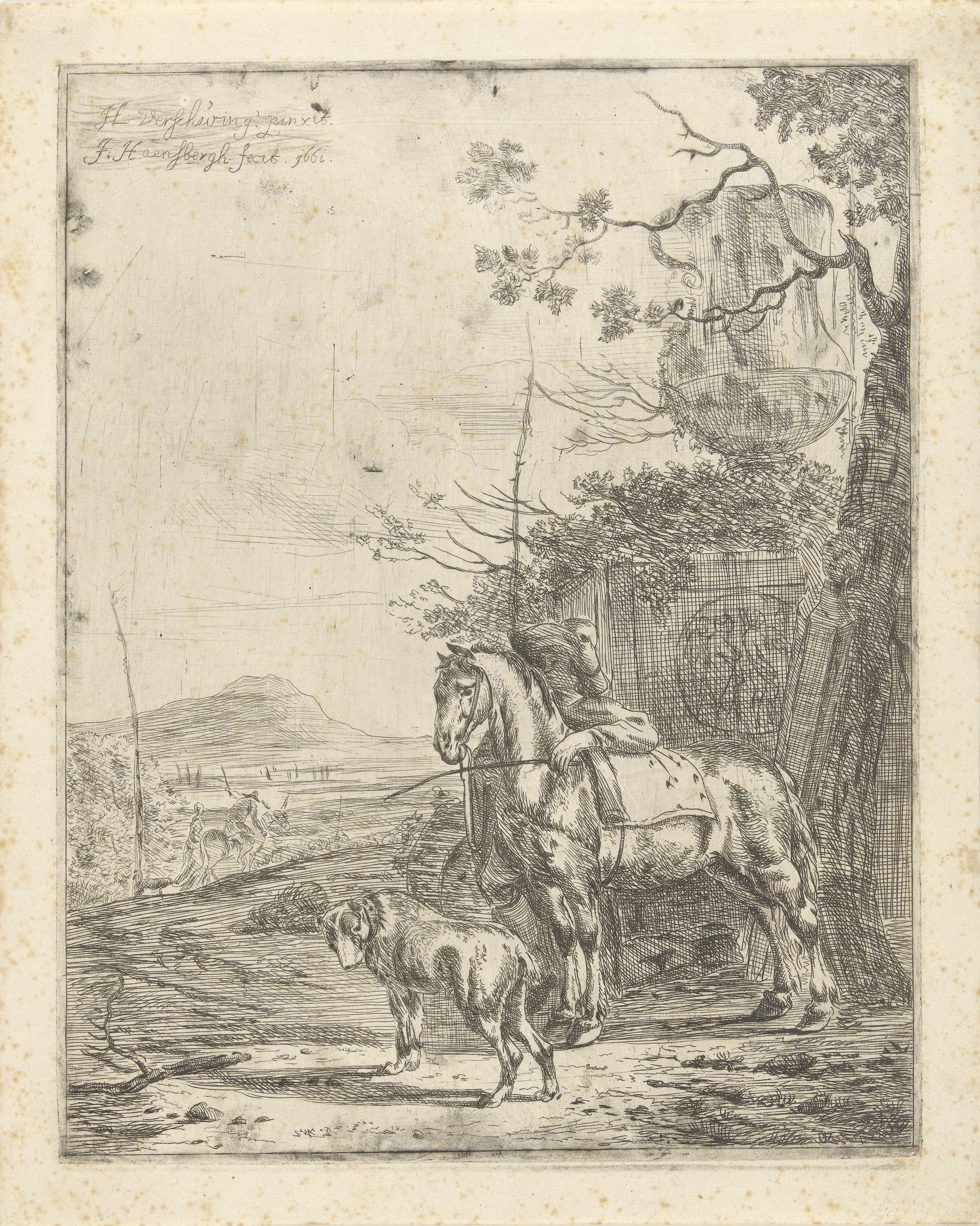 Jonge man met een paard en een hond