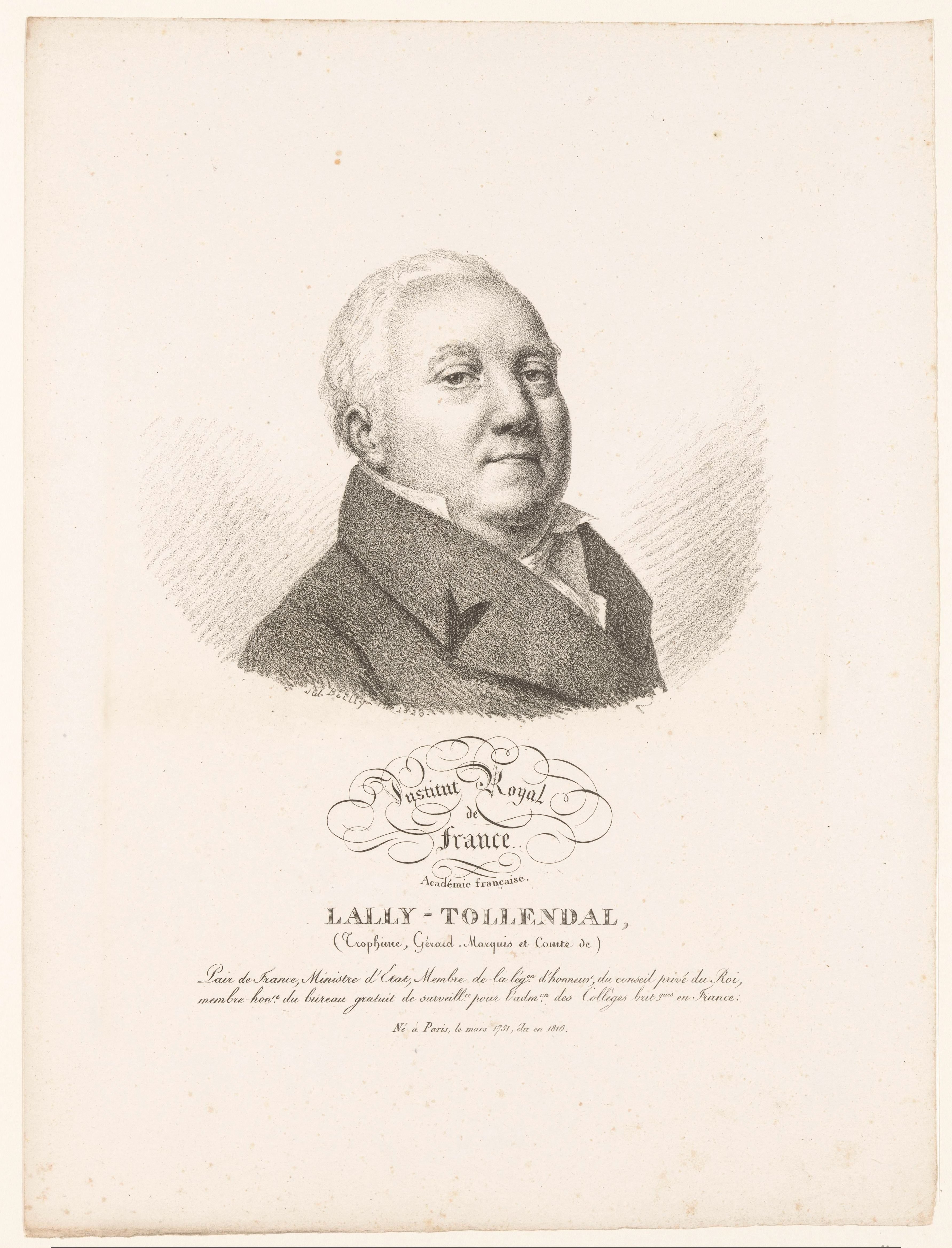 Portret van de letterkundige Gérard de Lally-Tollendal
