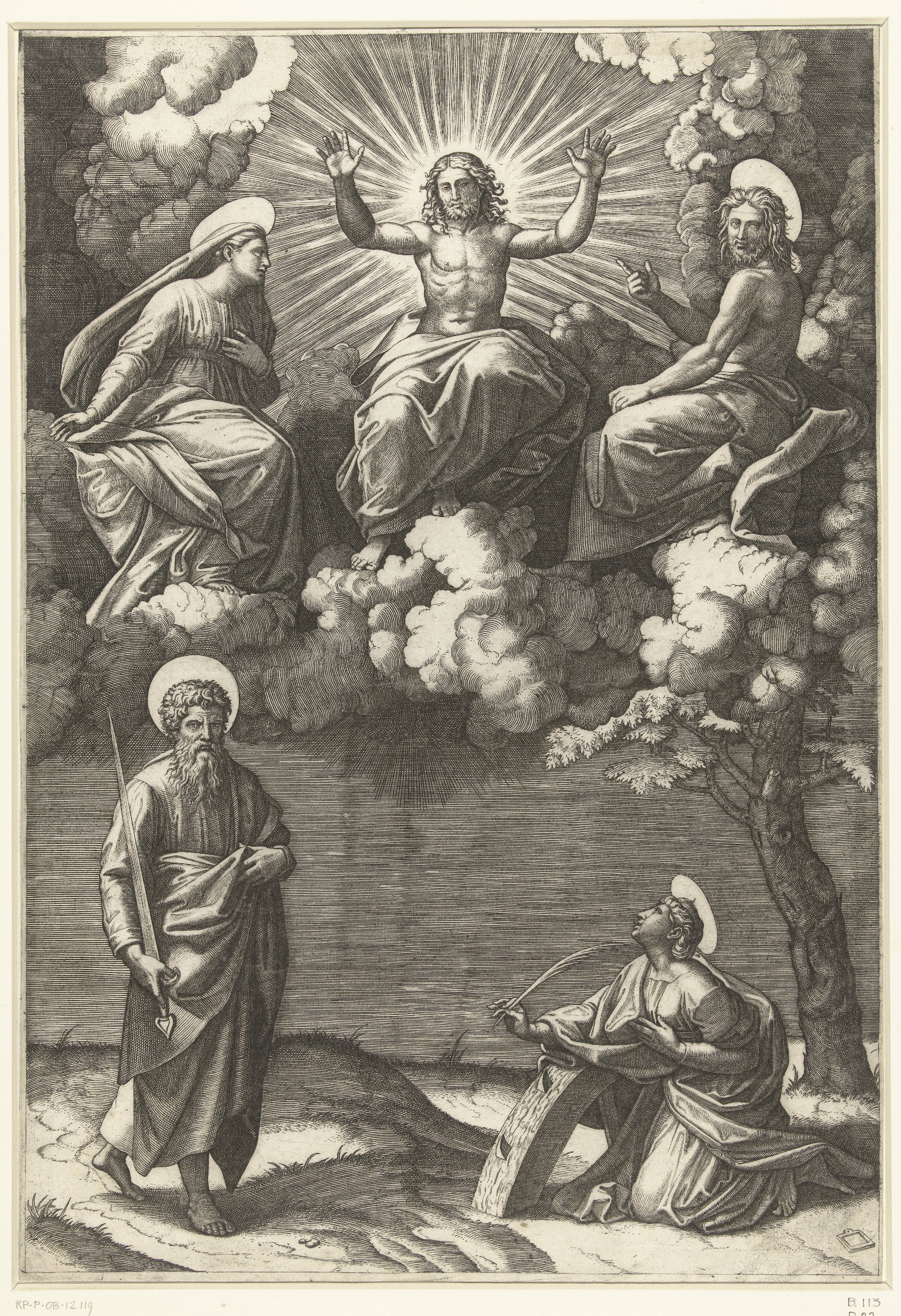 Christus en Maria en Johannes de Doper met heiligen Paulus en Catharina van Alexandrië