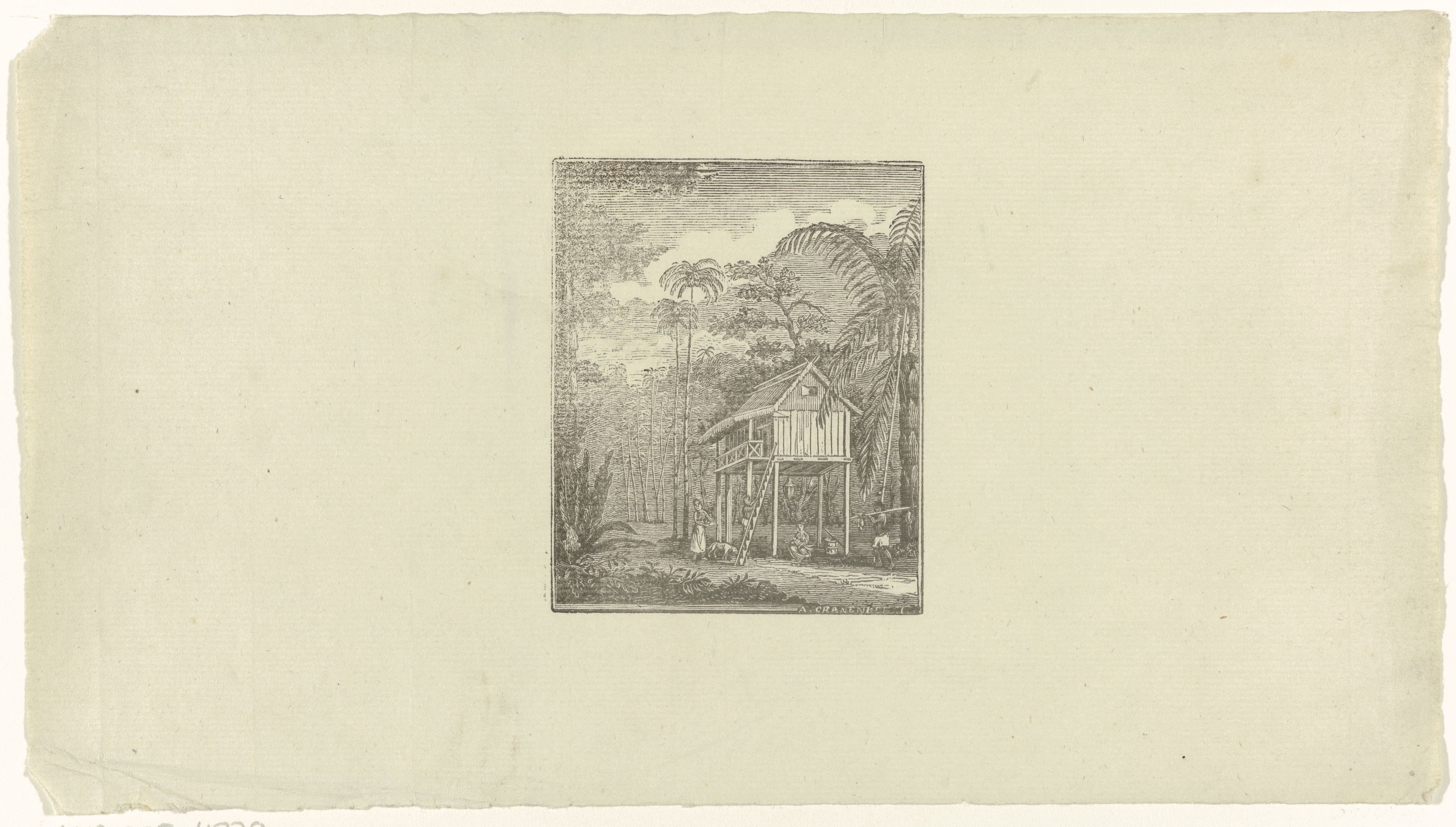 Landschap met een huis op palen