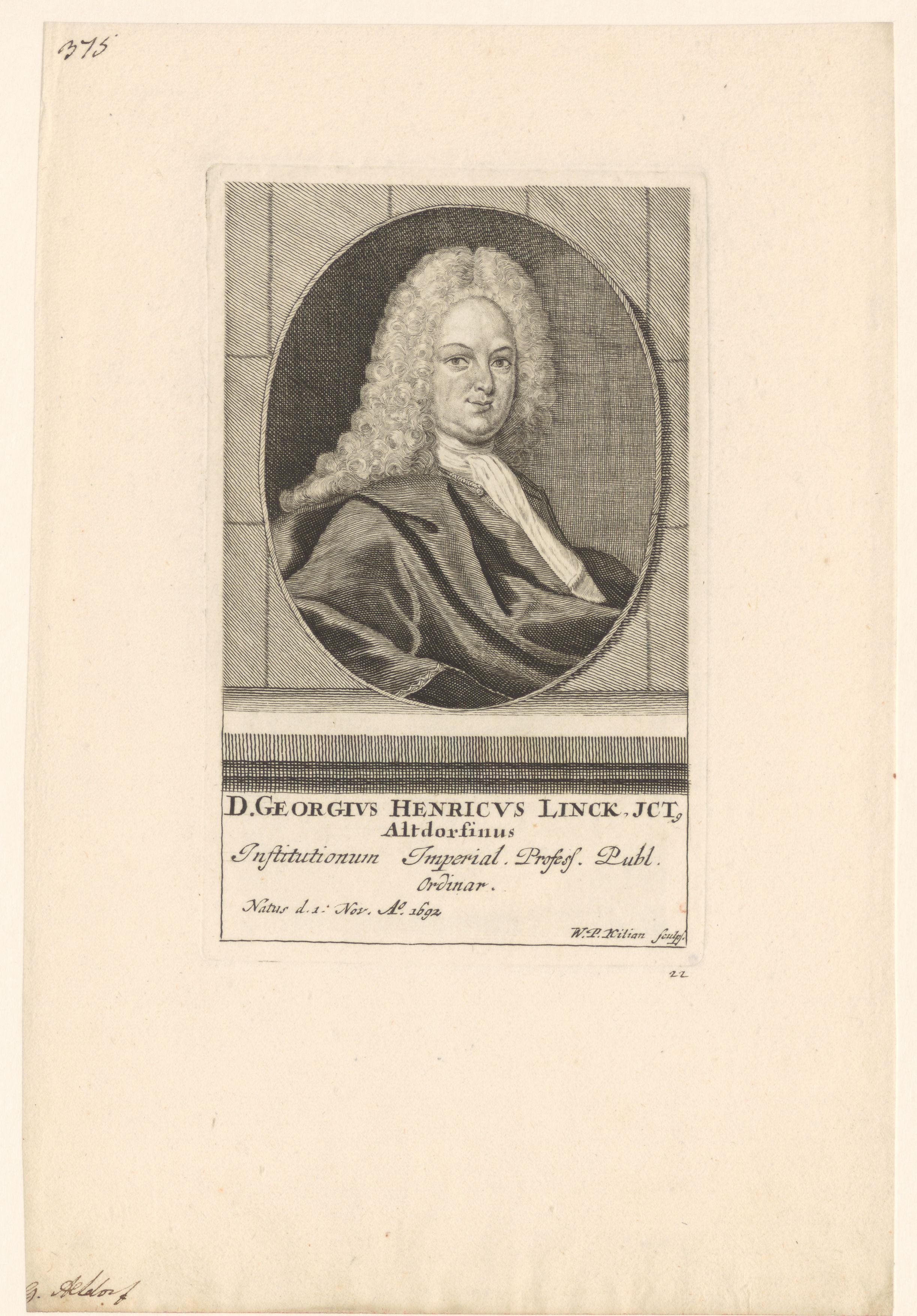 Portret van Georg Heinrich Linck
